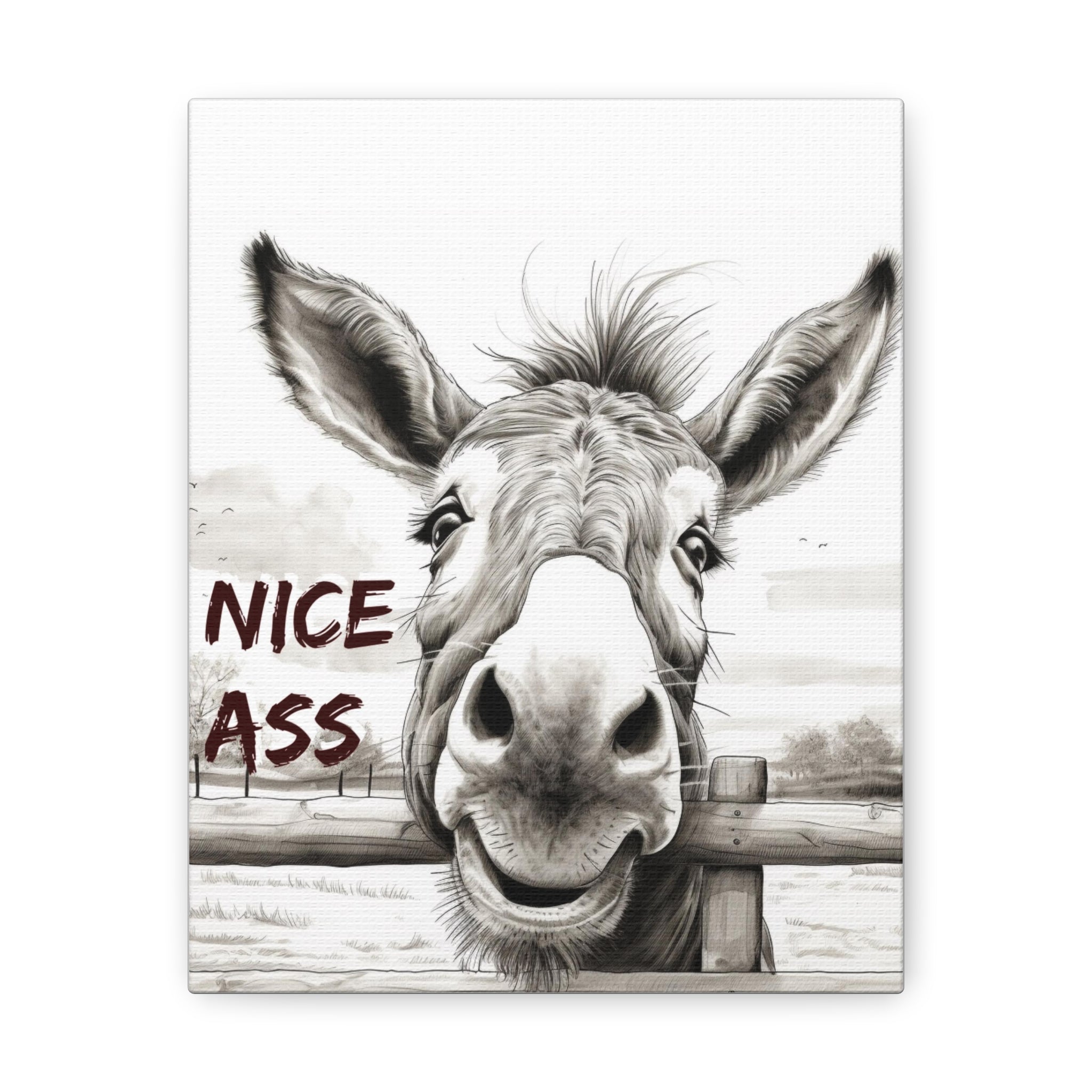 Funny Donkey Bathroom Canvas Sign: Wall Decor Farmhouse Style for Toilet & Restroom - A Perfect Gift