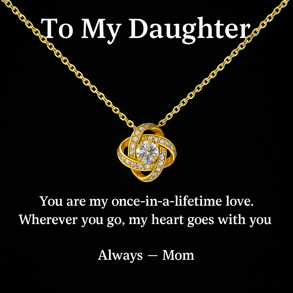To My Daughter – My Heart Goes With You - Love Knot Necklace