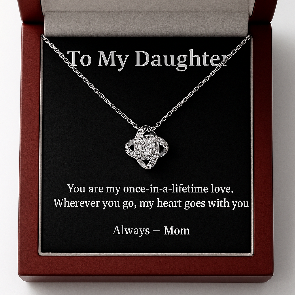 To My Daughter – My Heart Goes With You - Love Knot Necklace