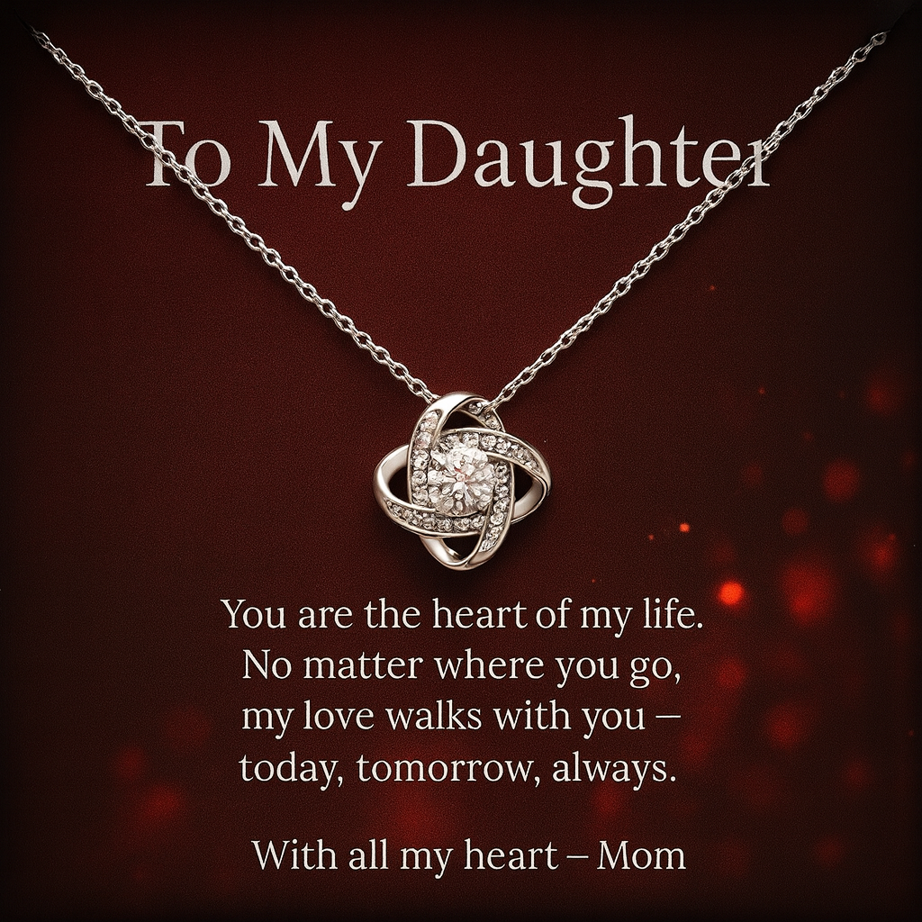 To My Daughter – The Heart of My Life - Love Knot Necklace.