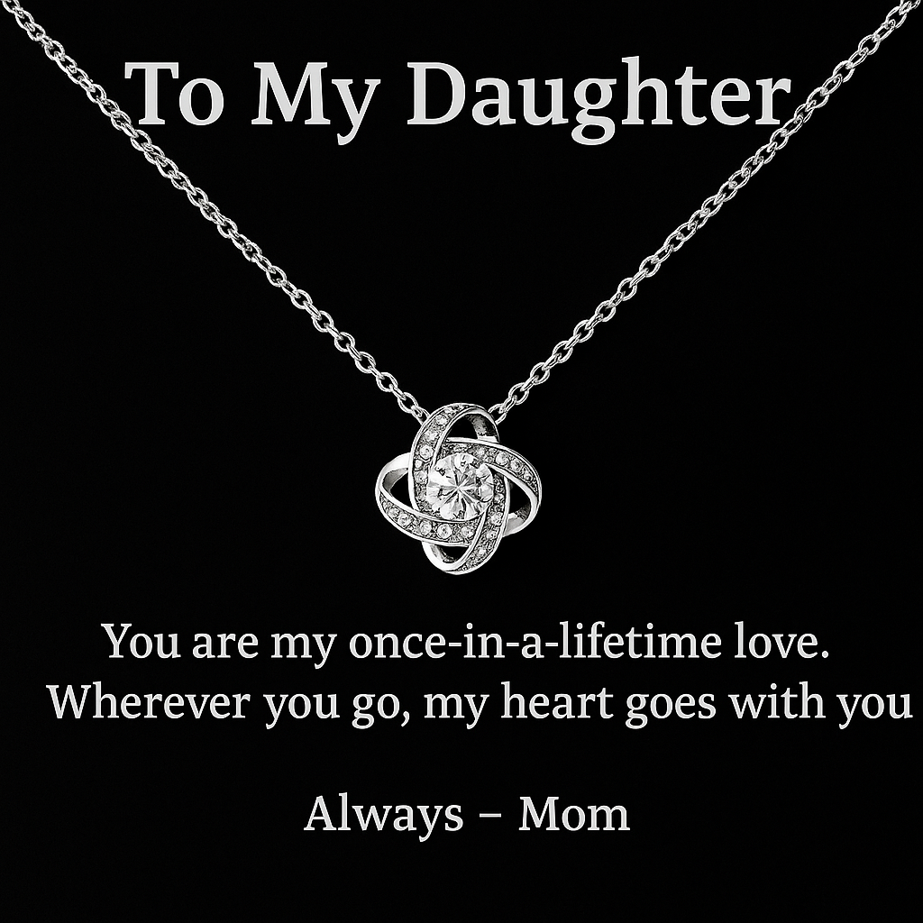 To My Daughter – My Heart Goes With You - Love Knot Necklace