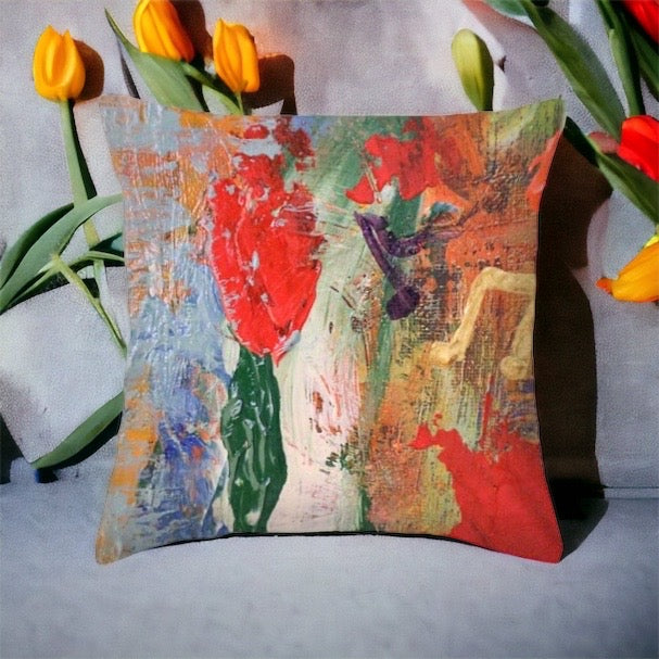 Wild Flowers and Golden Notes - Throw Pillow