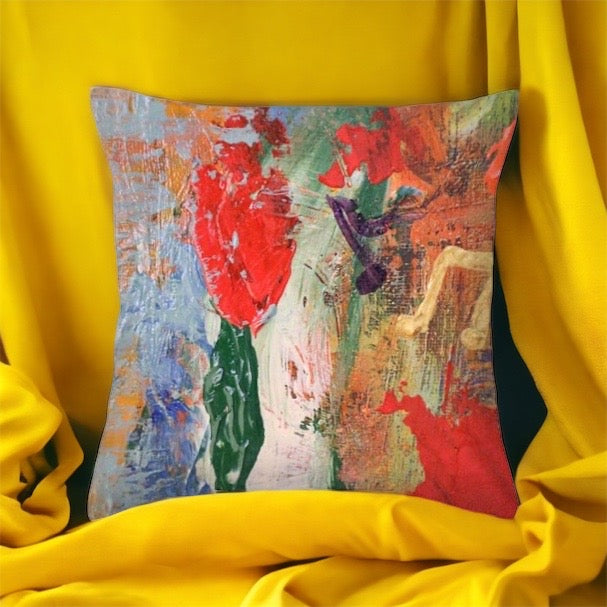 Wild Flowers and Golden Notes - Throw Pillow