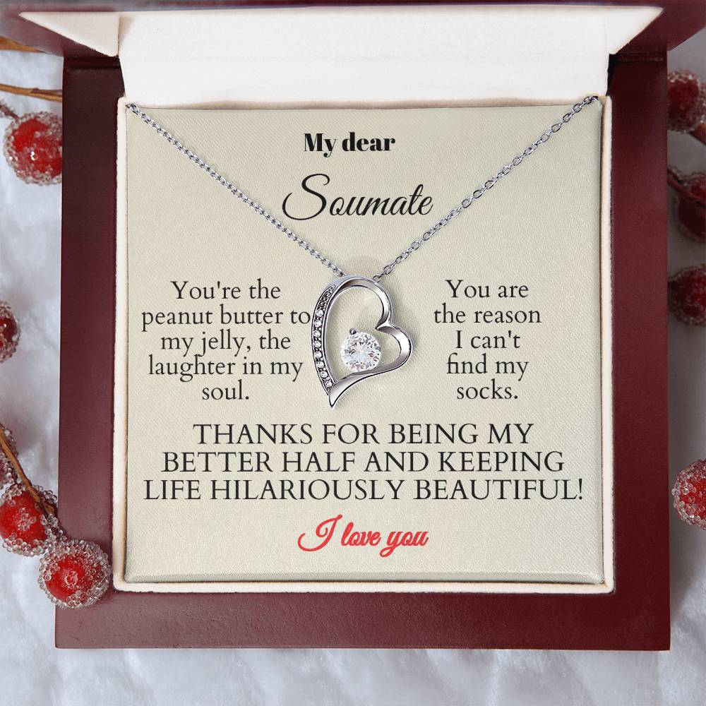 To My Soulmate - Interlocking Hearts Necklace