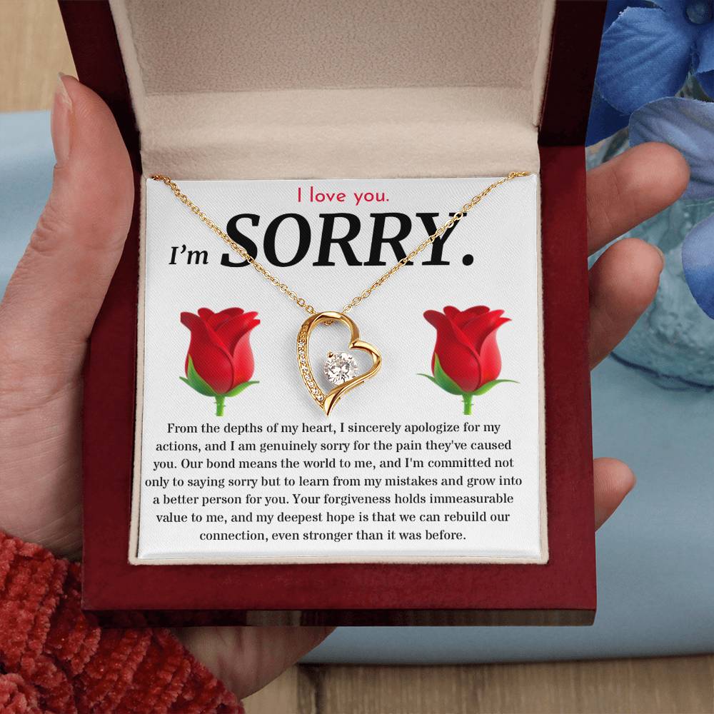 I'm Sorry, I Sincerely Apologize - Forever Love Roses Necklace