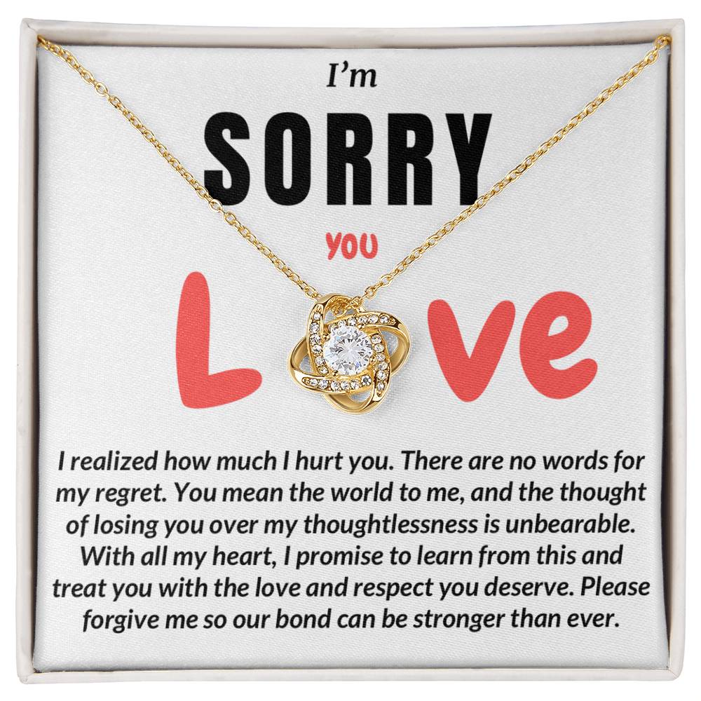 With All My Heart I Am Sorry Love Knot Necklace