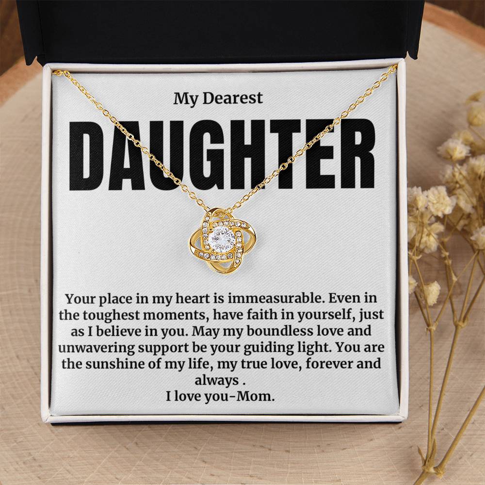 To My Daughter, Your Place in My Heart - Love Knot Necklace-Mom