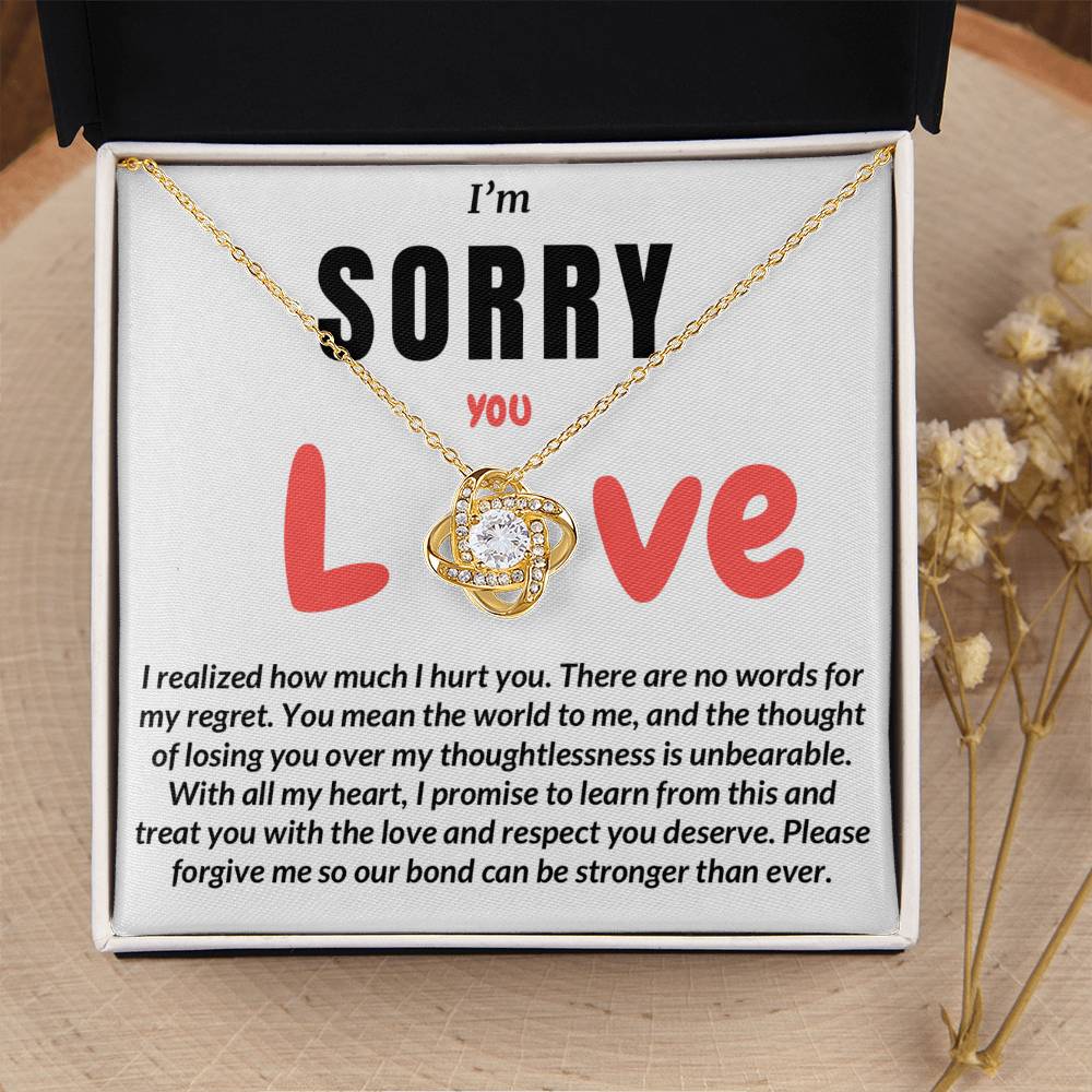 With All My Heart I Am Sorry Love Knot Necklace