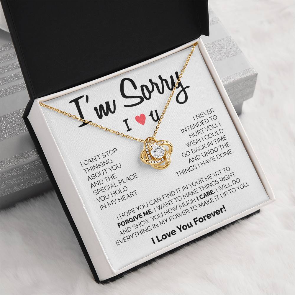 Gift for Her 'I Can't Live Without You' Gold Love Knot Necklace