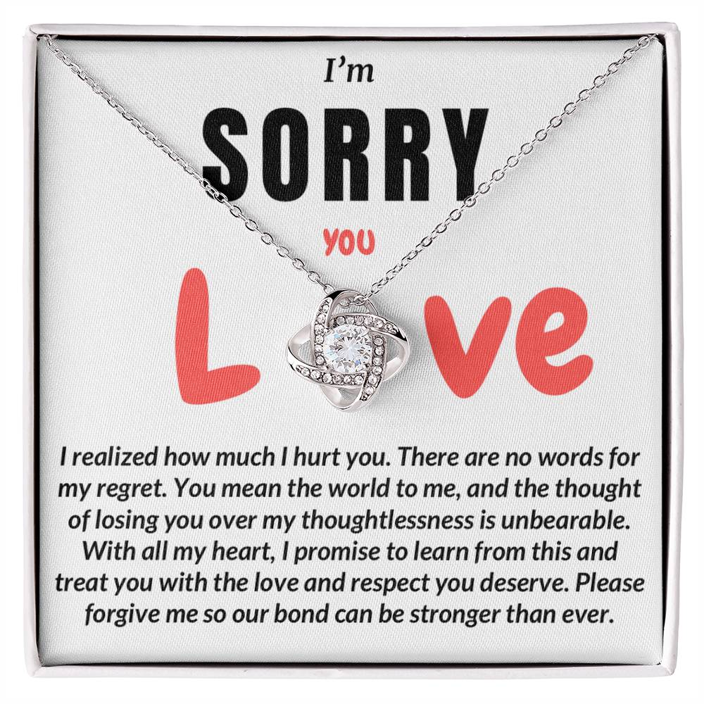 With All My Heart I Am Sorry Love Knot Necklace