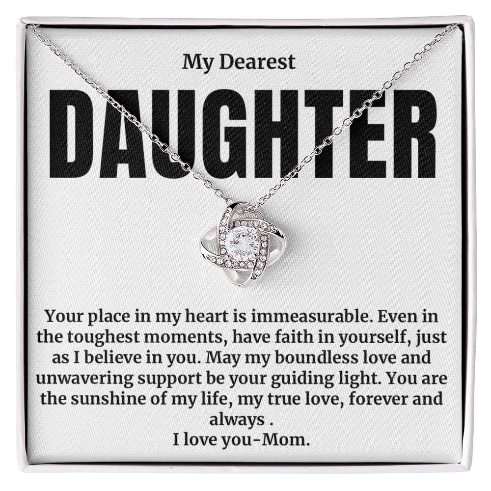 To My Daughter, Your Place in My Heart - Love Knot Necklace-Mom