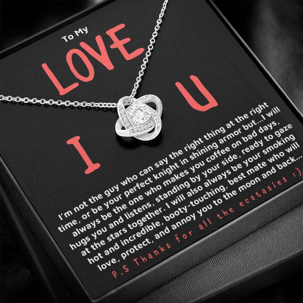 Gift for Her "I will love and protect you" Gold Knot Necklace.