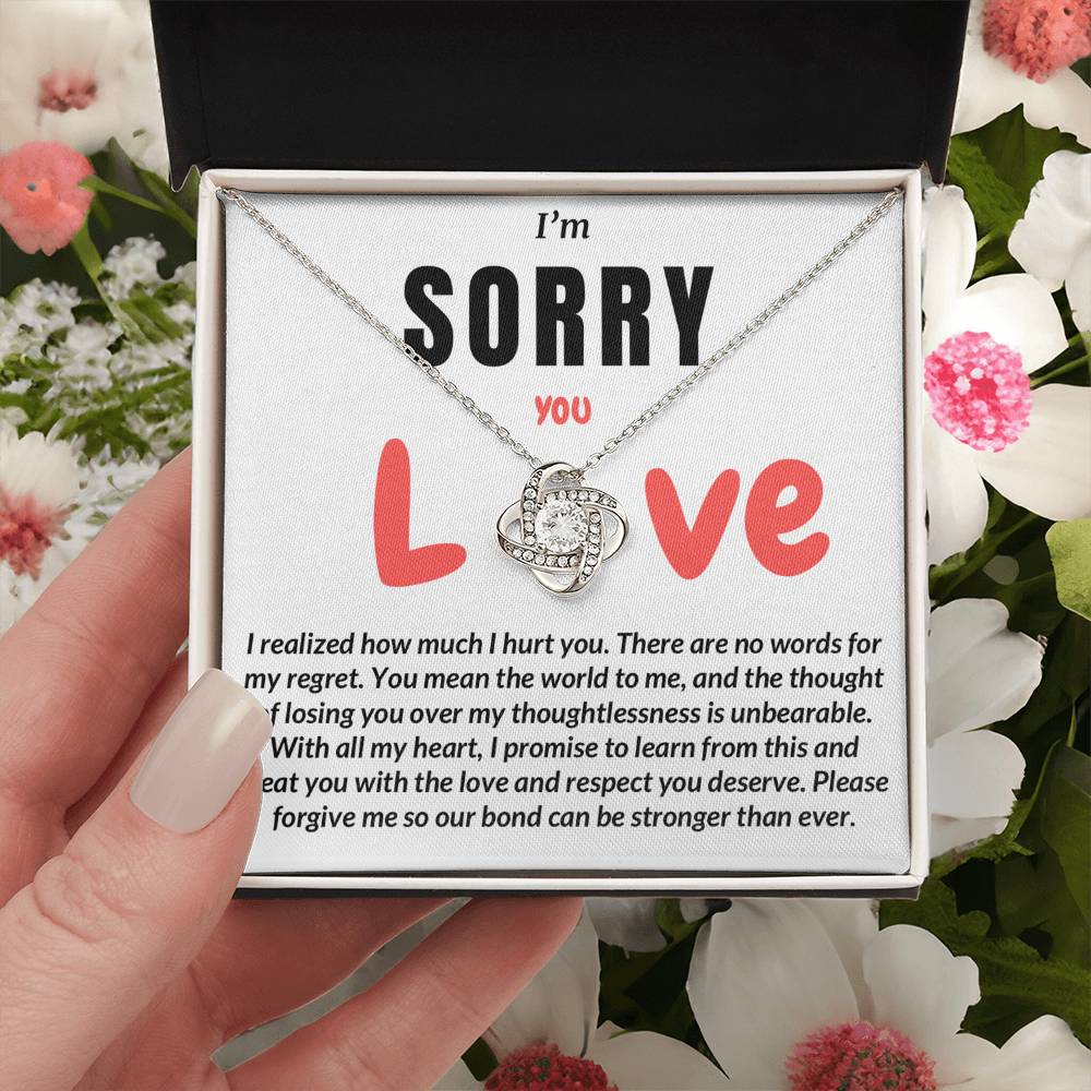 With All My Heart I Am Sorry Love Knot Necklace