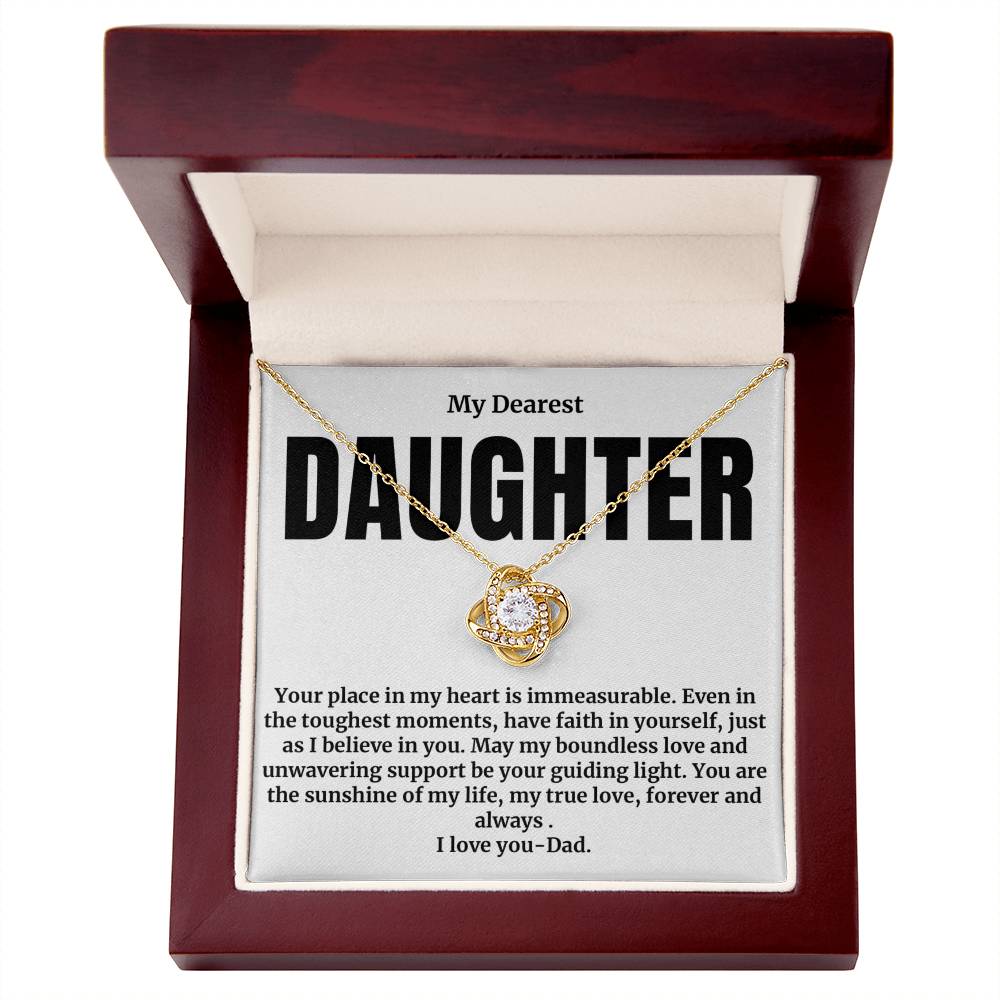 To My Dear Daughter, Your Place in My Heart - Love Knot Necklace, Dad