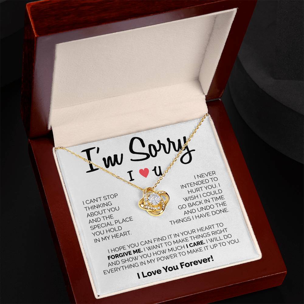 Gift for Her 'I Can't Live Without You' Gold Love Knot Necklace