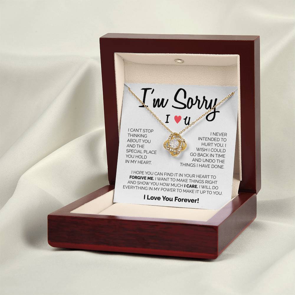 Gift for Her 'I Can't Live Without You' Gold Love Knot Necklace