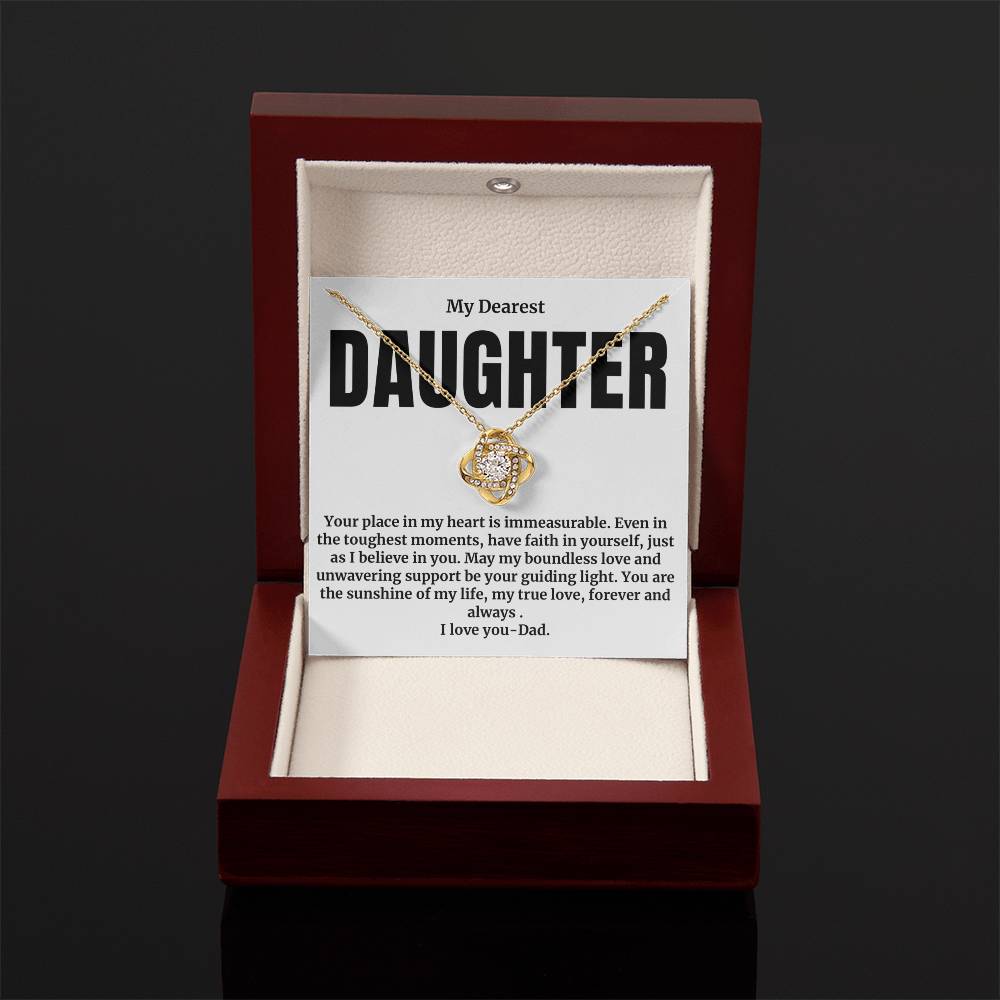 To My Dear Daughter, Your Place in My Heart - Love Knot Necklace, Dad