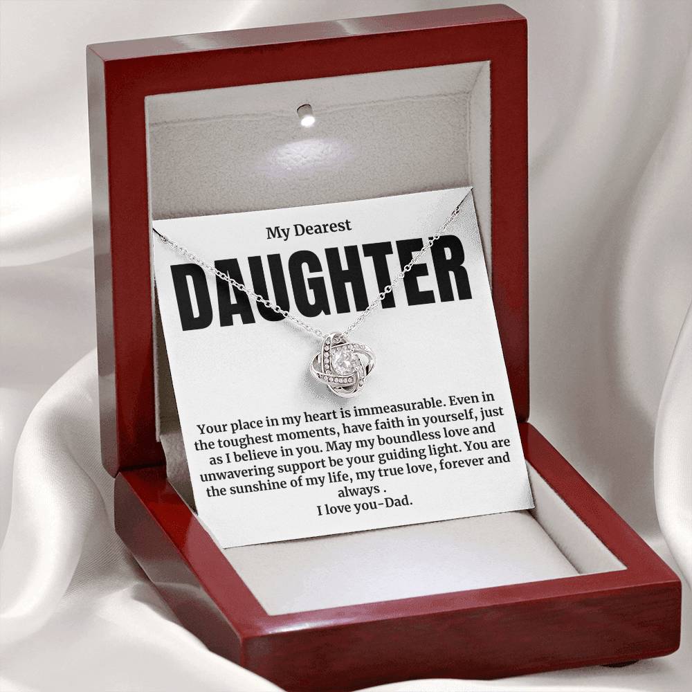 To My Dear Daughter, Your Place in My Heart - Love Knot Necklace, Dad