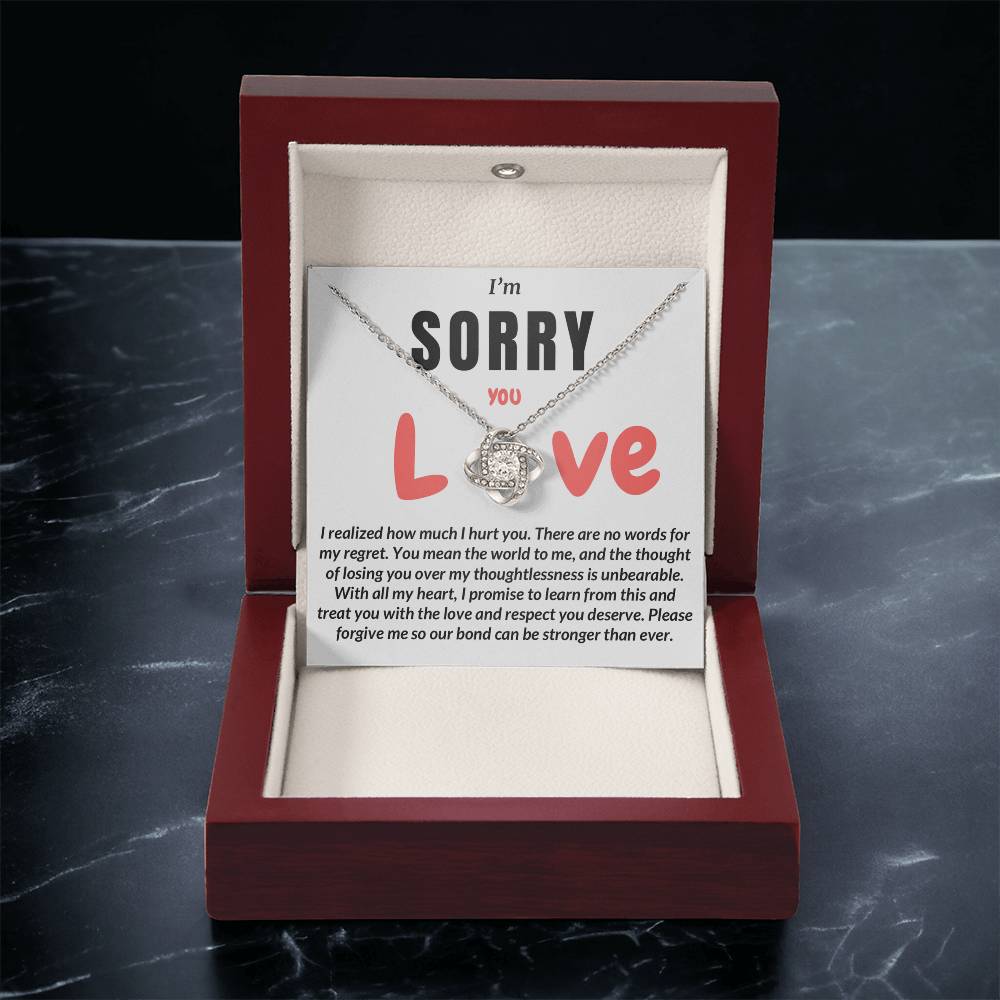 With All My Heart I Am Sorry Love Knot Necklace