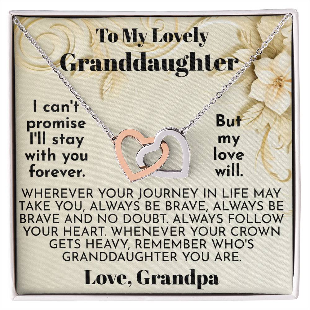 To My Dear Granddaughter - A Precious Flower - Interlocking Hearts Necklace