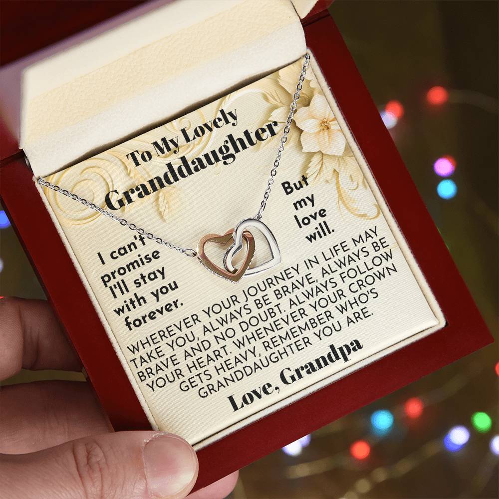 To My Dear Granddaughter - A Precious Flower - Interlocking Hearts Necklace