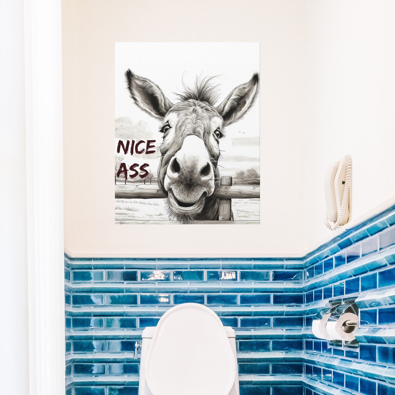 Funny Donkey Bathroom Canvas Sign: Wall Decor Farmhouse Style for Toilet & Restroom - A Perfect Gift