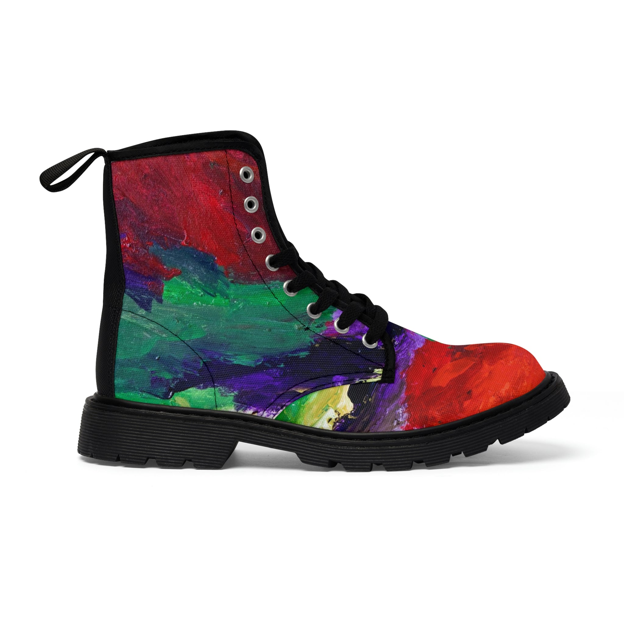 Women's Canvas Boots Womens Boots, Vegan Leather, Art On Shoes