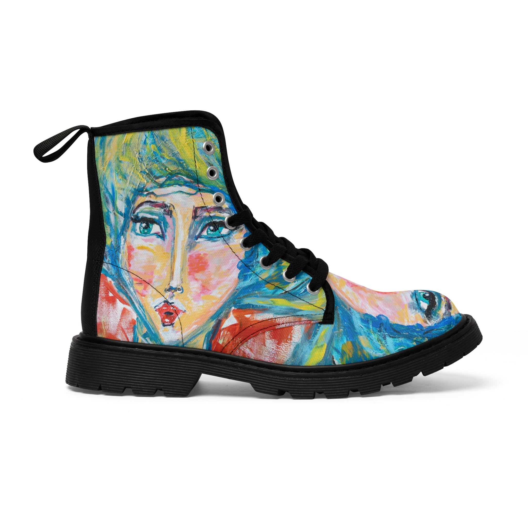 Women's Canvas Boots Womens Boots, Vegan Leather, Art On Shoes