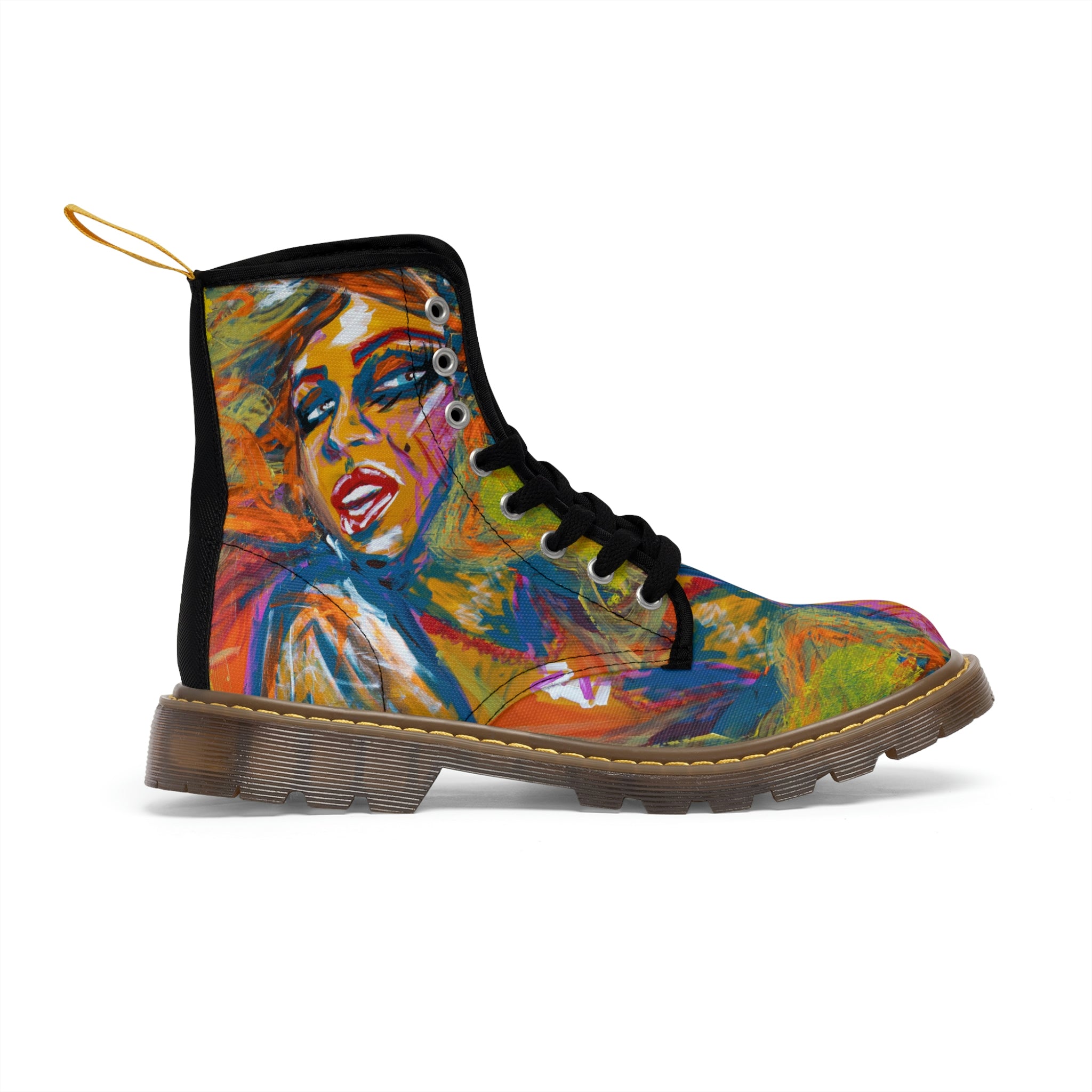 Women's Canvas Boots Womens Boots, Vegan Leather, Art On Shoes