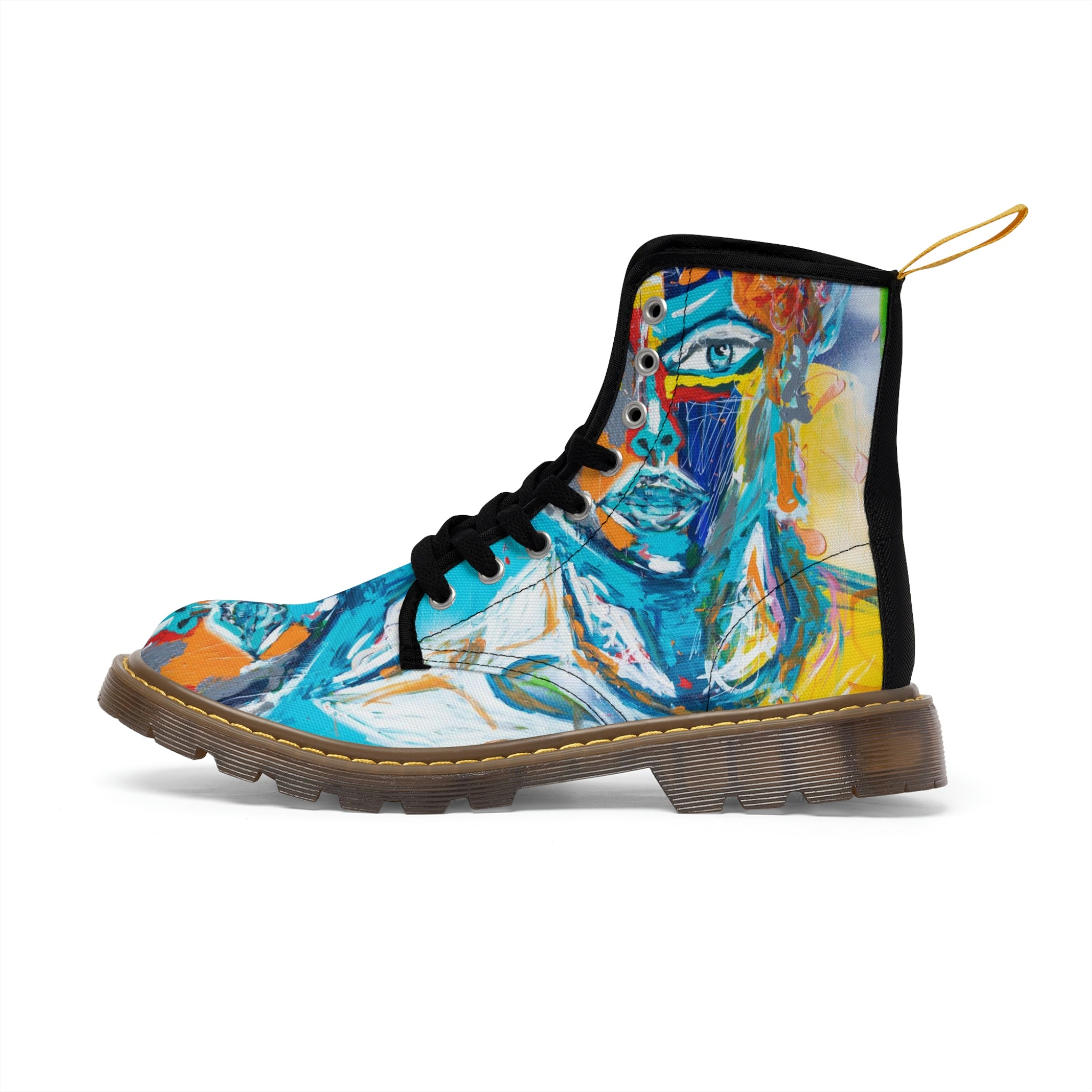 Women's Canvas Boots Womens Boots, Vegan Leather, Art On Shoes