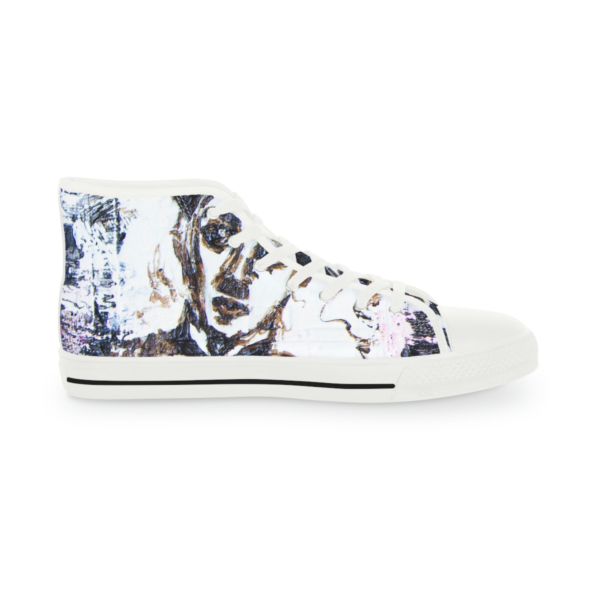 Men's High  Top Art Sneakers, Art On Shoes, Abstract Blue Sky  Painted By A Professional Abstract Painting Artist