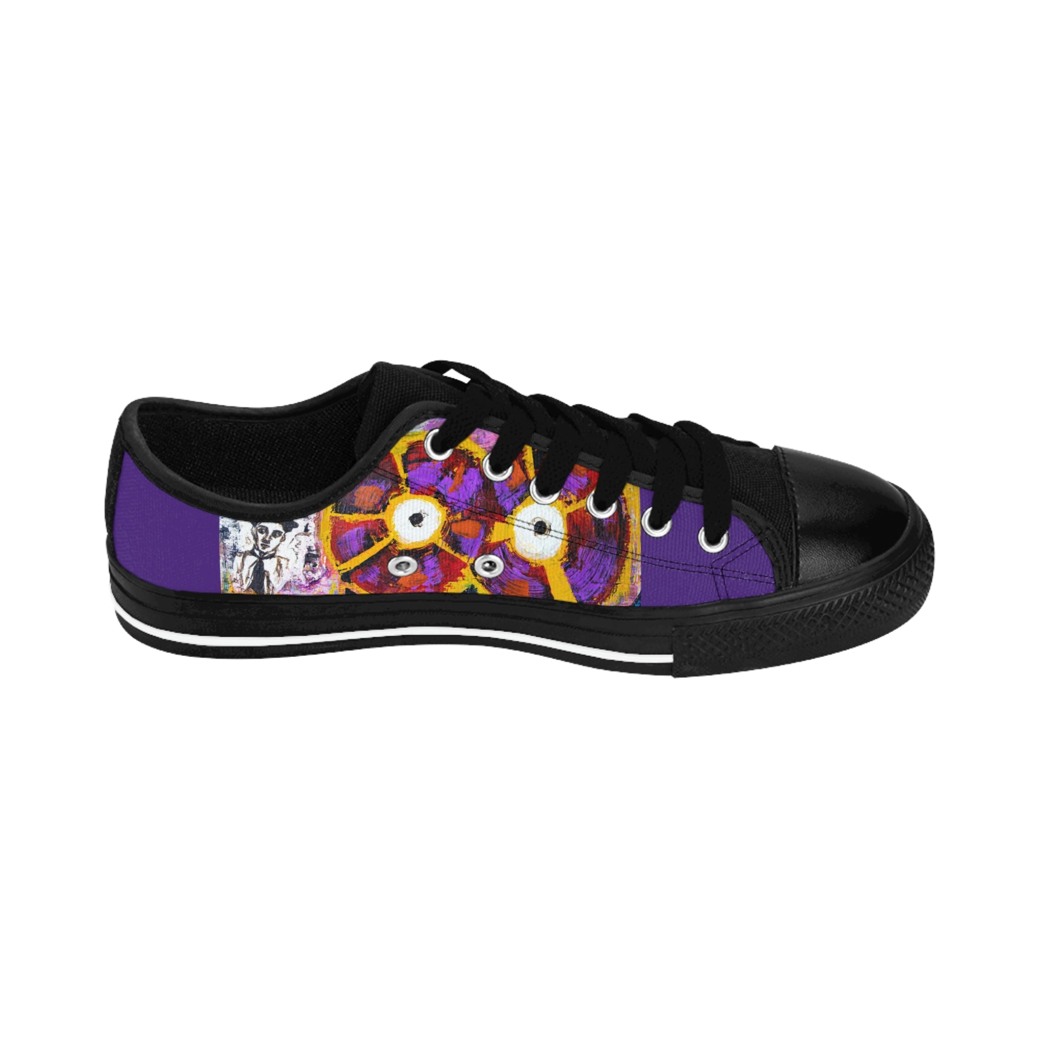 Men's Top Low Sneakers, Art On Shoes, Abstract Artwork Painted By A Professional Abstract Artist