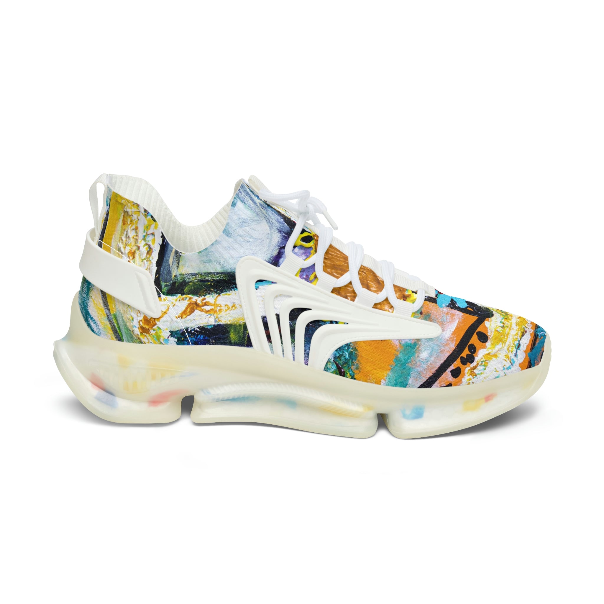 Mesh Women's Low Top Sneakers, Art On Shoes, Abstract Sign of Peace Painted By A Professional Abstract Painting Artist