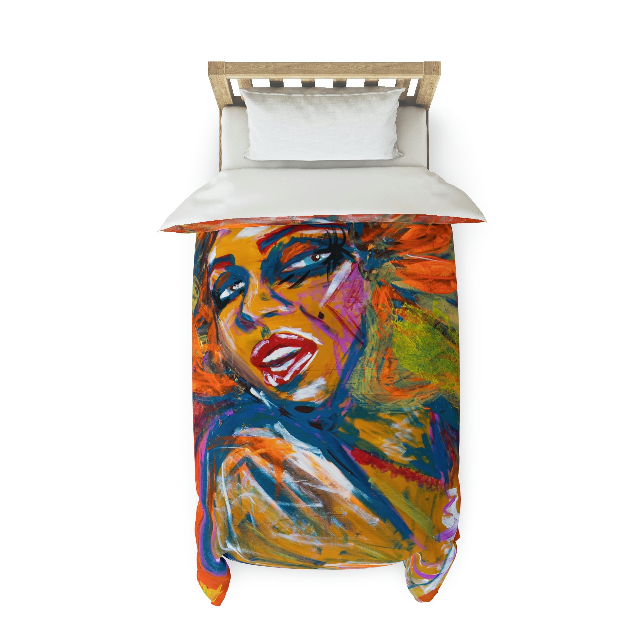 Duvet Cover,  Juicy, Acrylic , Red Abstract Woman Face