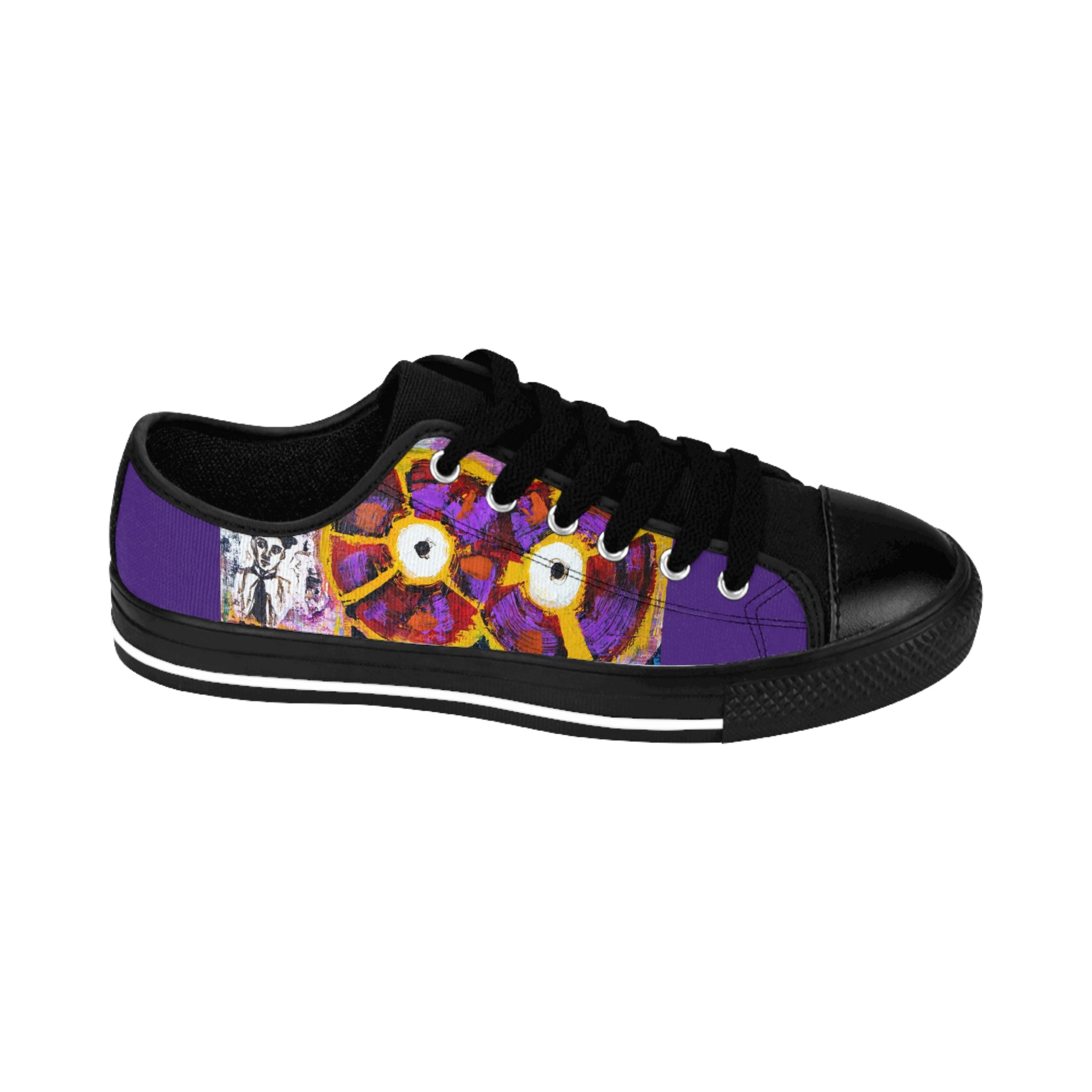 Men's Top Low Sneakers, Art On Shoes, Abstract Artwork Painted By A Professional Abstract Artist