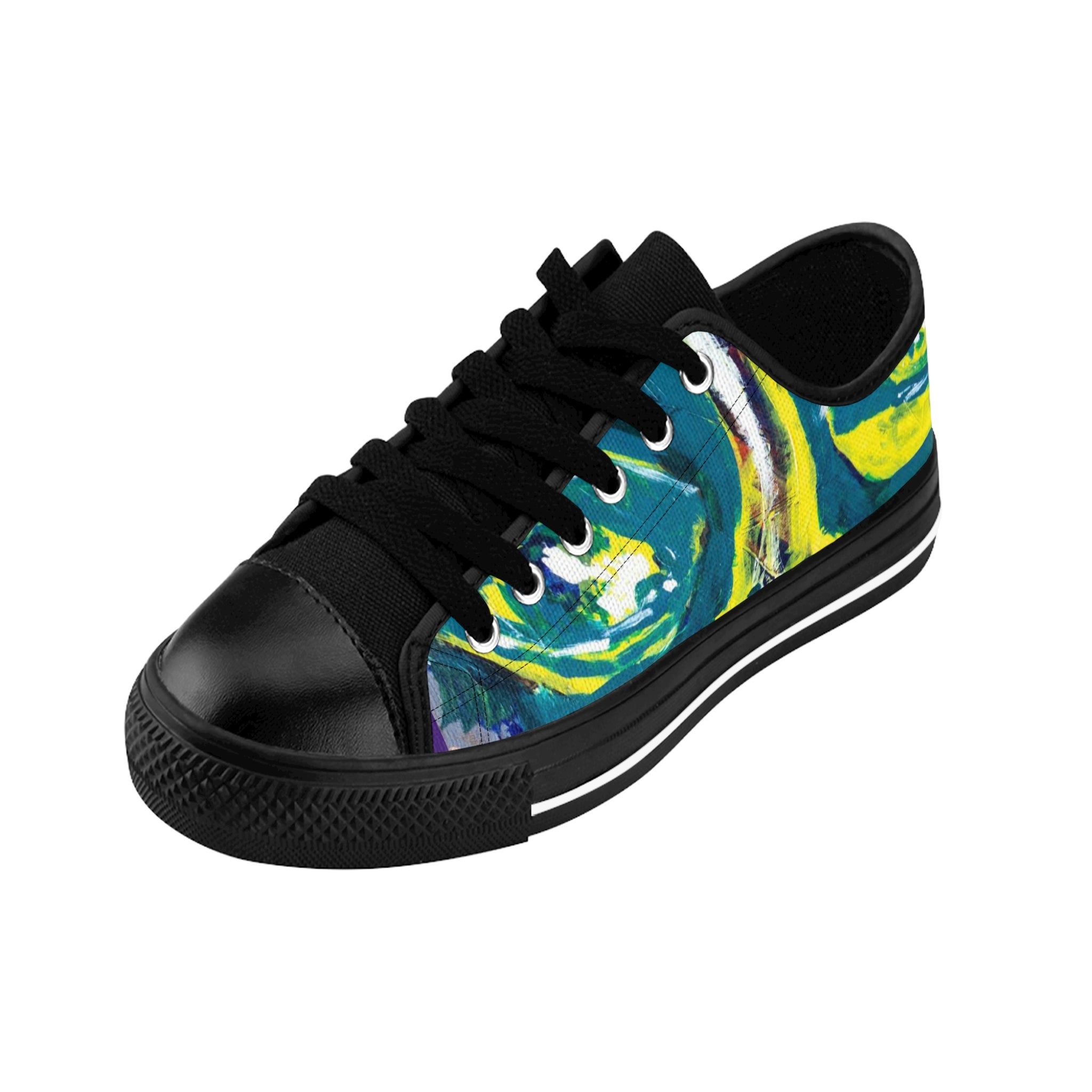 Men's Top Low Sneakers, Art On Shoes, Abstract Artwork Painted By A Professional Abstract Artist