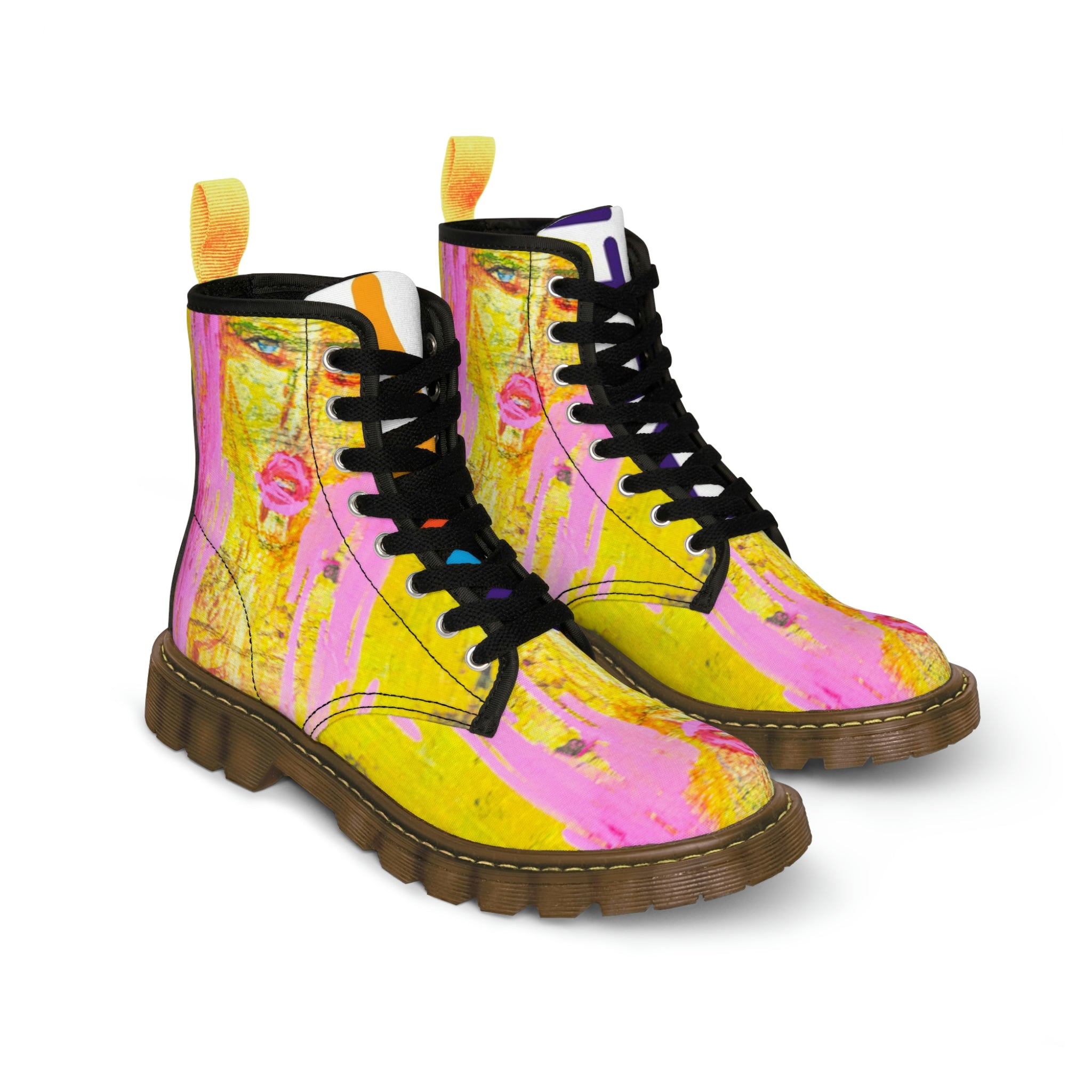 Women's Canvas Boots Womens Boots, Vegan Leather, Art On Shoes