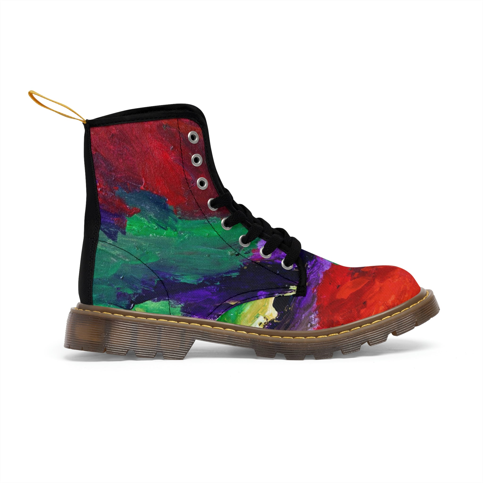 Women's Canvas Boots Womens Boots, Vegan Leather, Art On Shoes