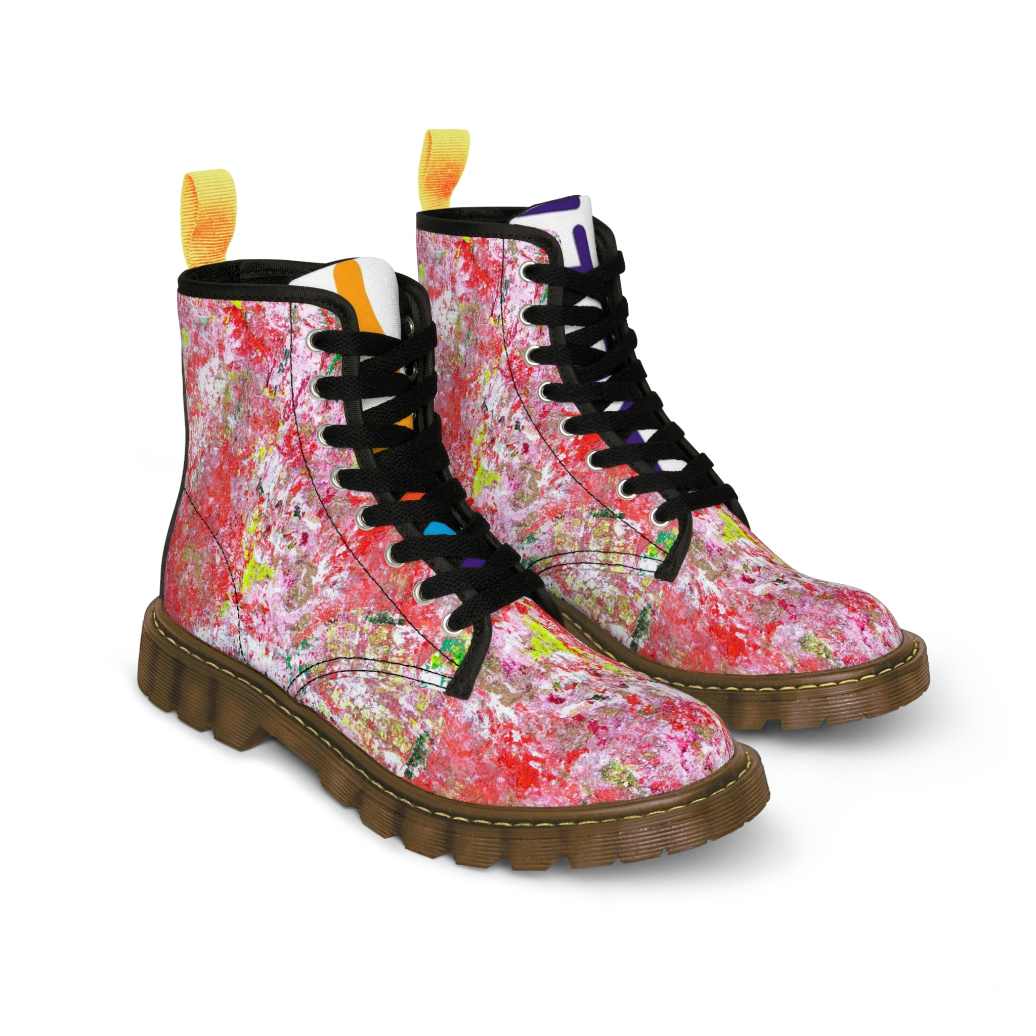 Women's Canvas Boots, Vegan Leather, Art On Shoes