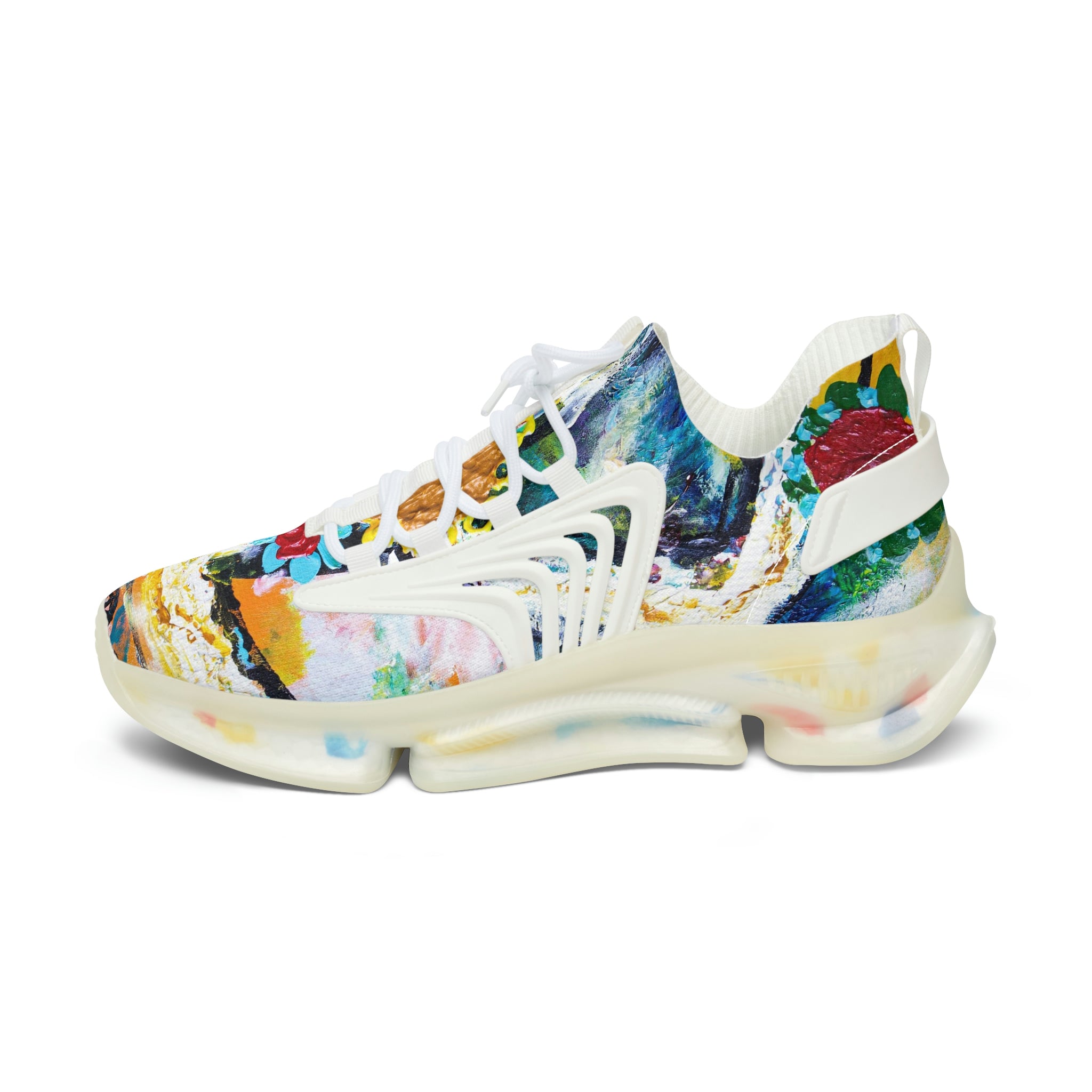 Mesh Women's Low Top Sneakers, Art On Shoes, Abstract Sign of Peace Painted By A Professional Abstract Painting Artist