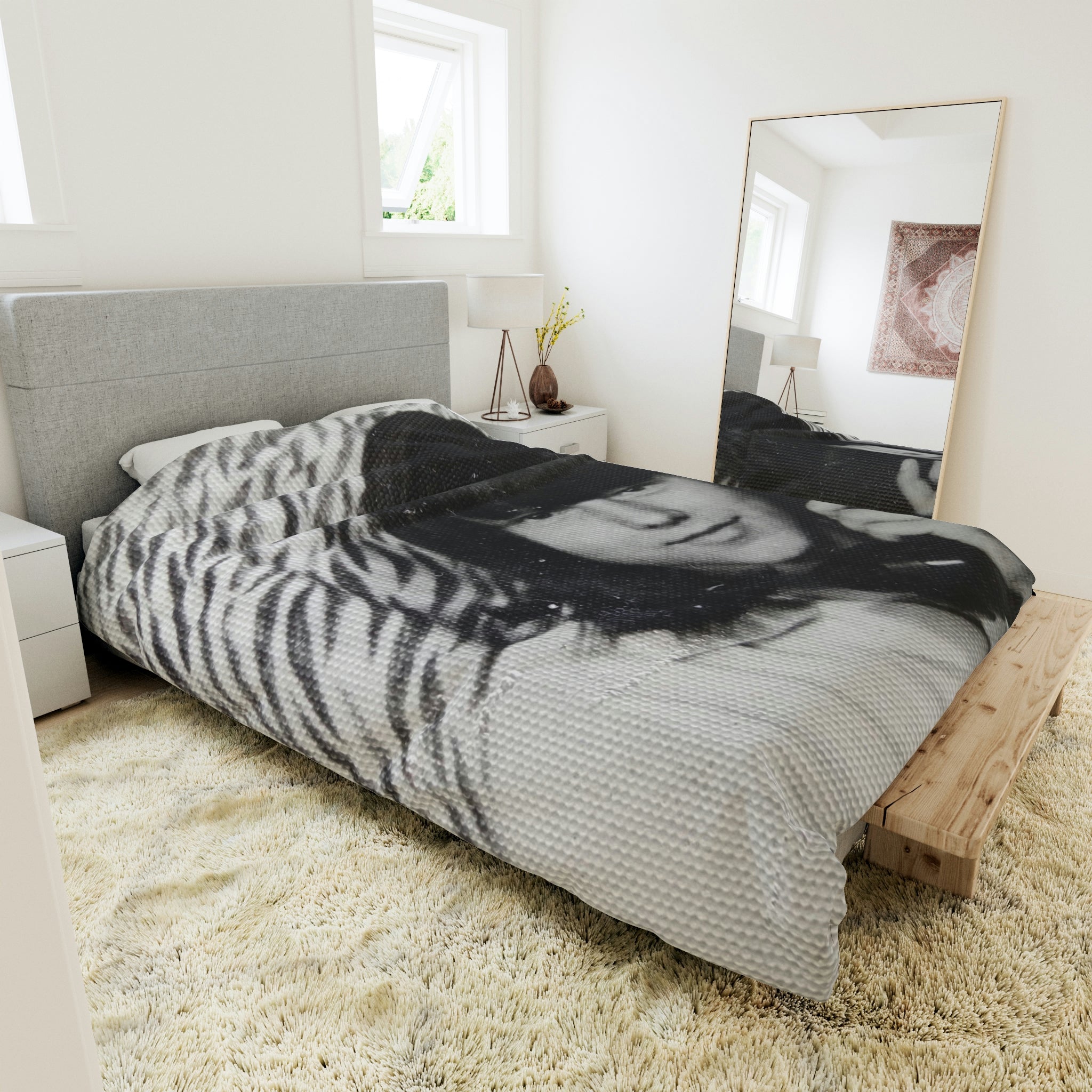 Duvet Cover,  Black and White, I Am Calling You