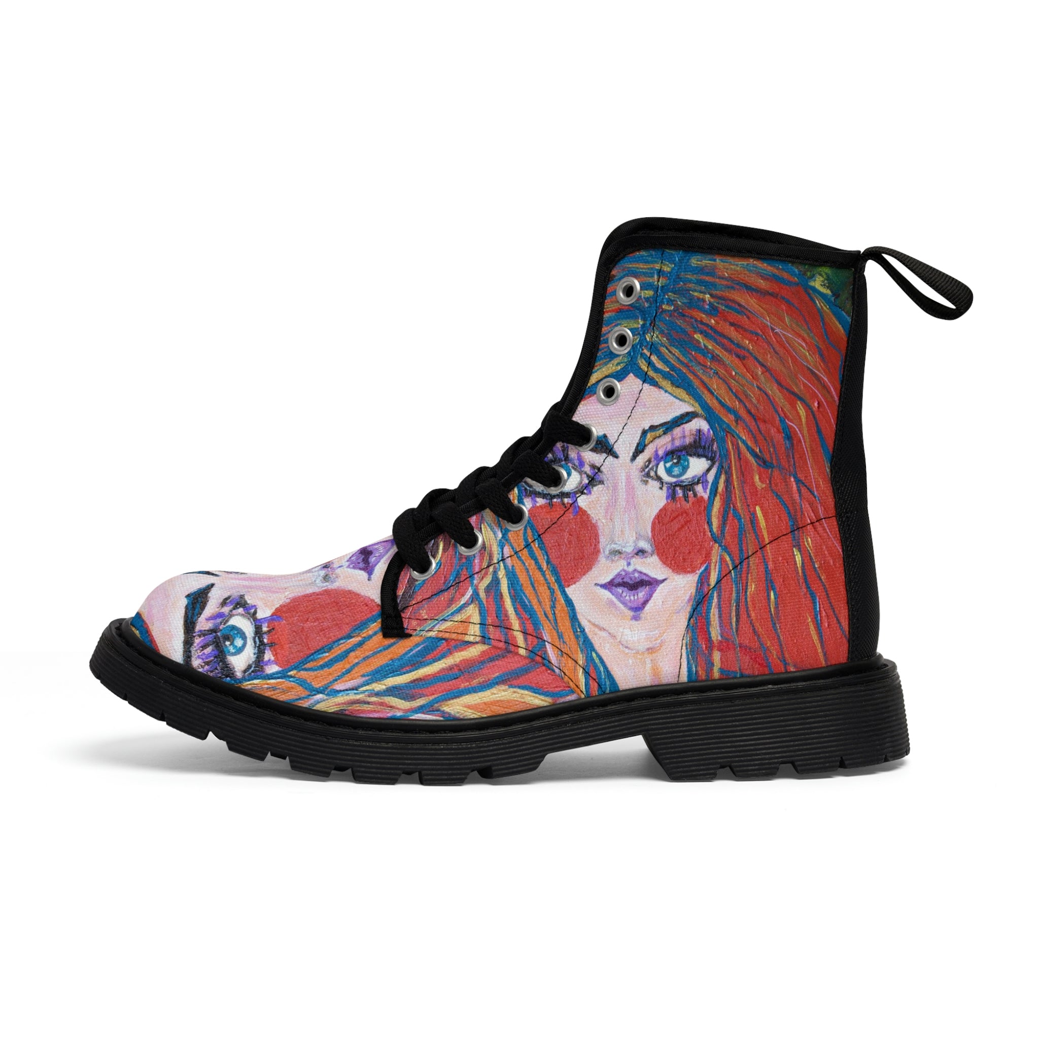 Women's Canvas Boots Womens Boots, Vegan Leather, Art On Shoes