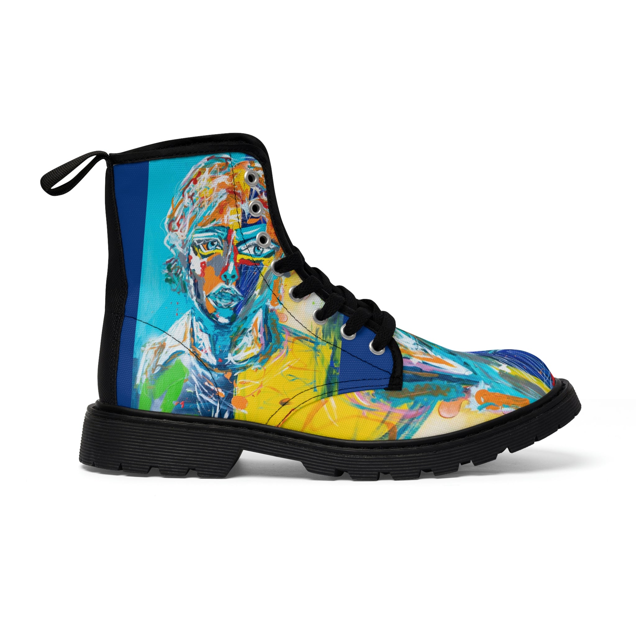 Women's Canvas Boots Womens Boots, Vegan Leather, Art On Shoes