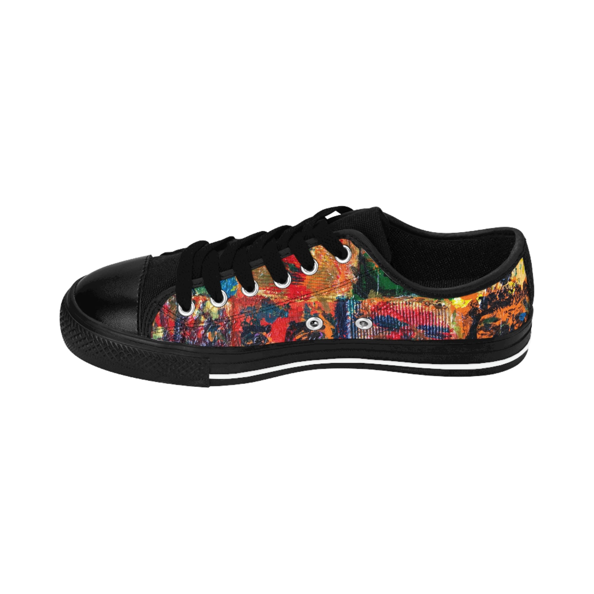 Men's Top Low Sneakers, Art On Shoes, Abstract Artwork Painted By A Professional Abstract Artist