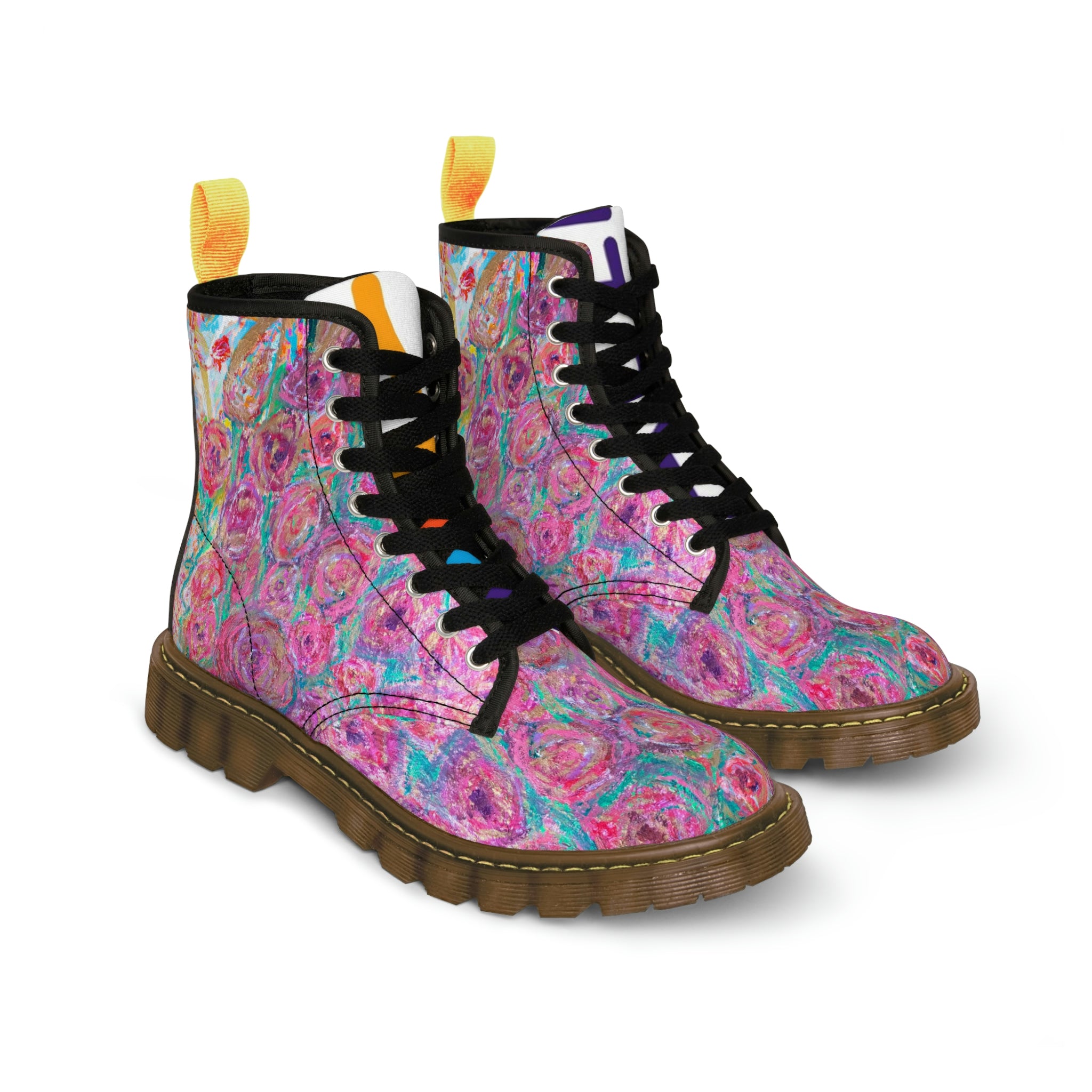 Women's Canvas Boots, Vegan Leather, Art On Shoes