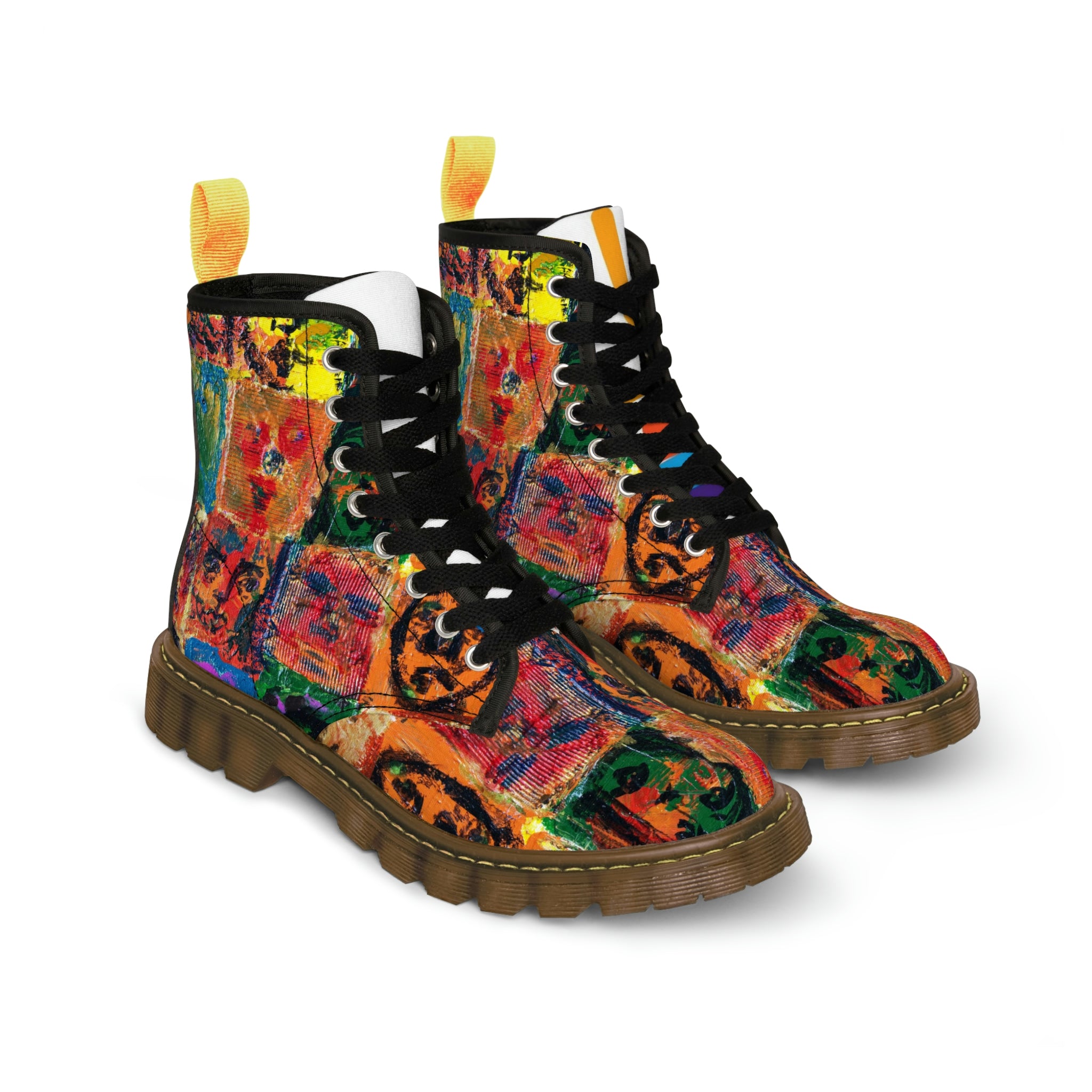 Women's Canvas Boots Womens Boots, Vegan Leather, Art On Shoes