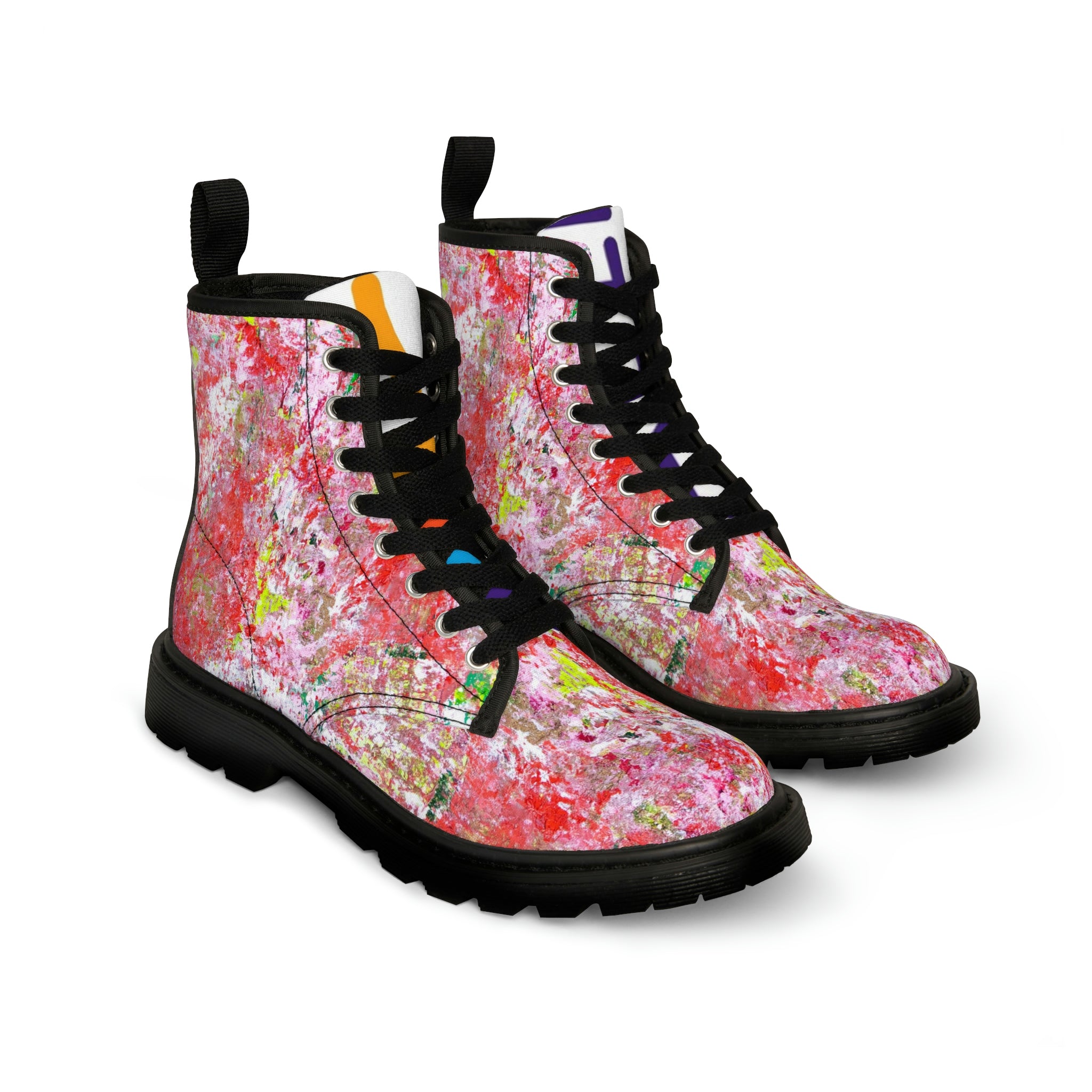 Women's Canvas Boots, Vegan Leather, Art On Shoes