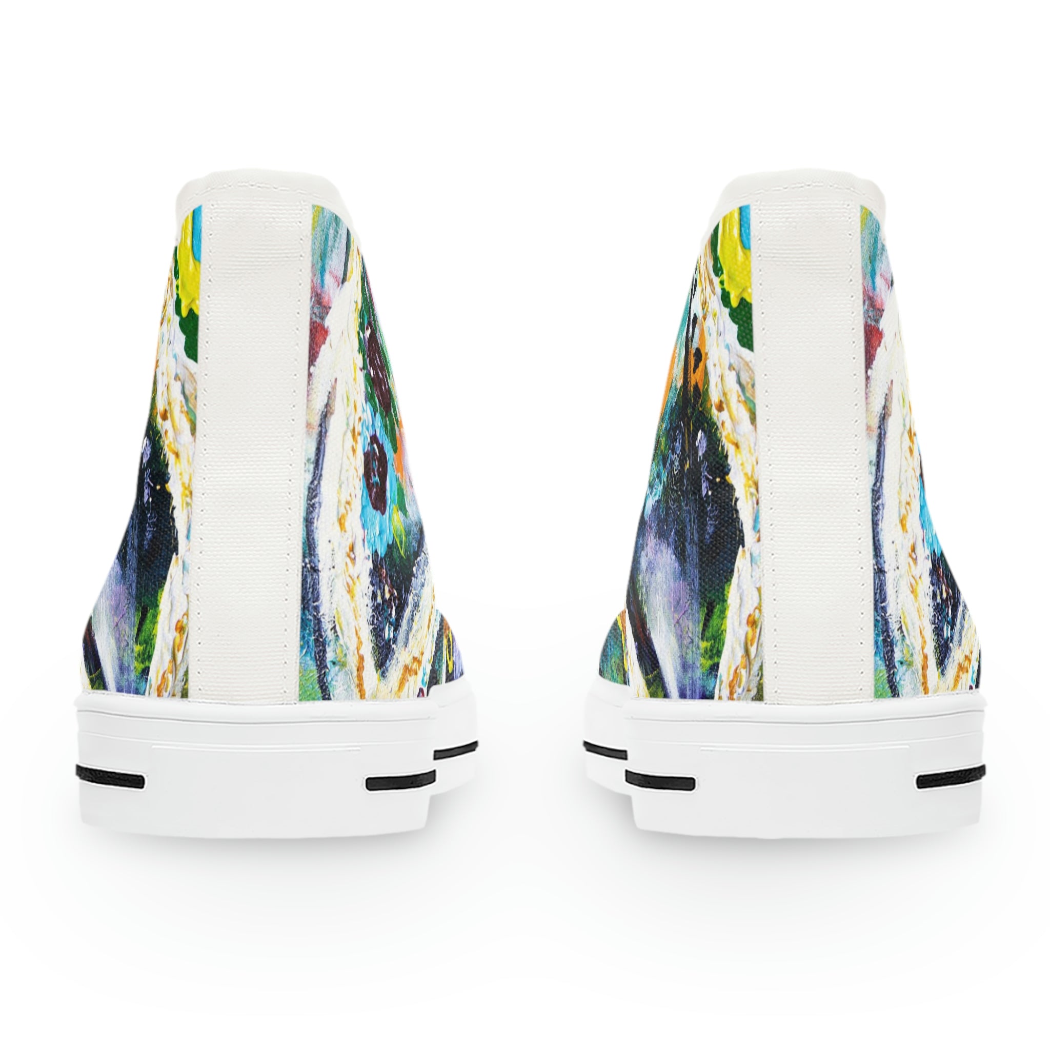 Women's High Top Sneakers, Art On Shoes, Abstract Peace Sign Painted By A Professional Abstract Painting Artist