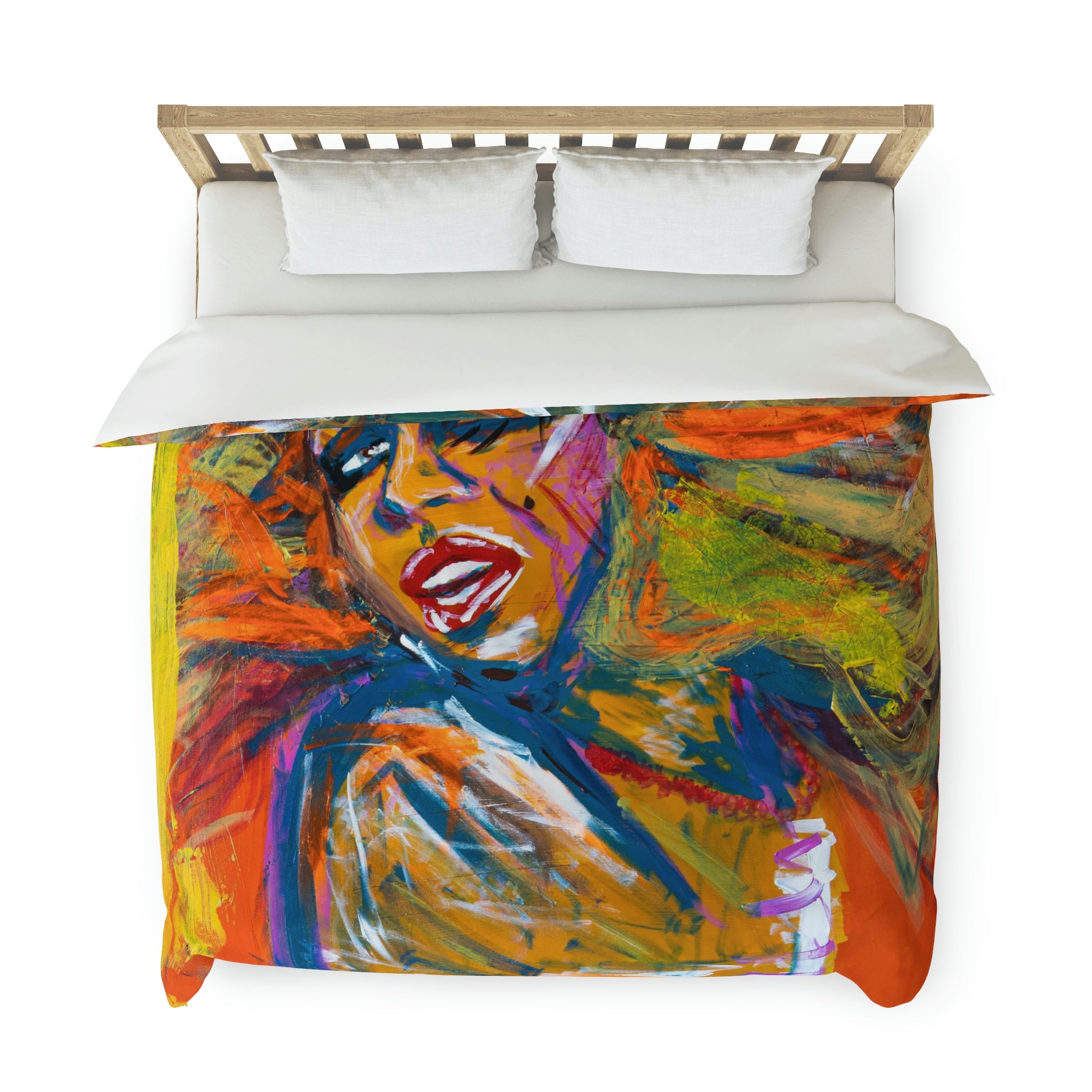 Duvet Cover,  Juicy, Acrylic , Red Abstract Woman Face