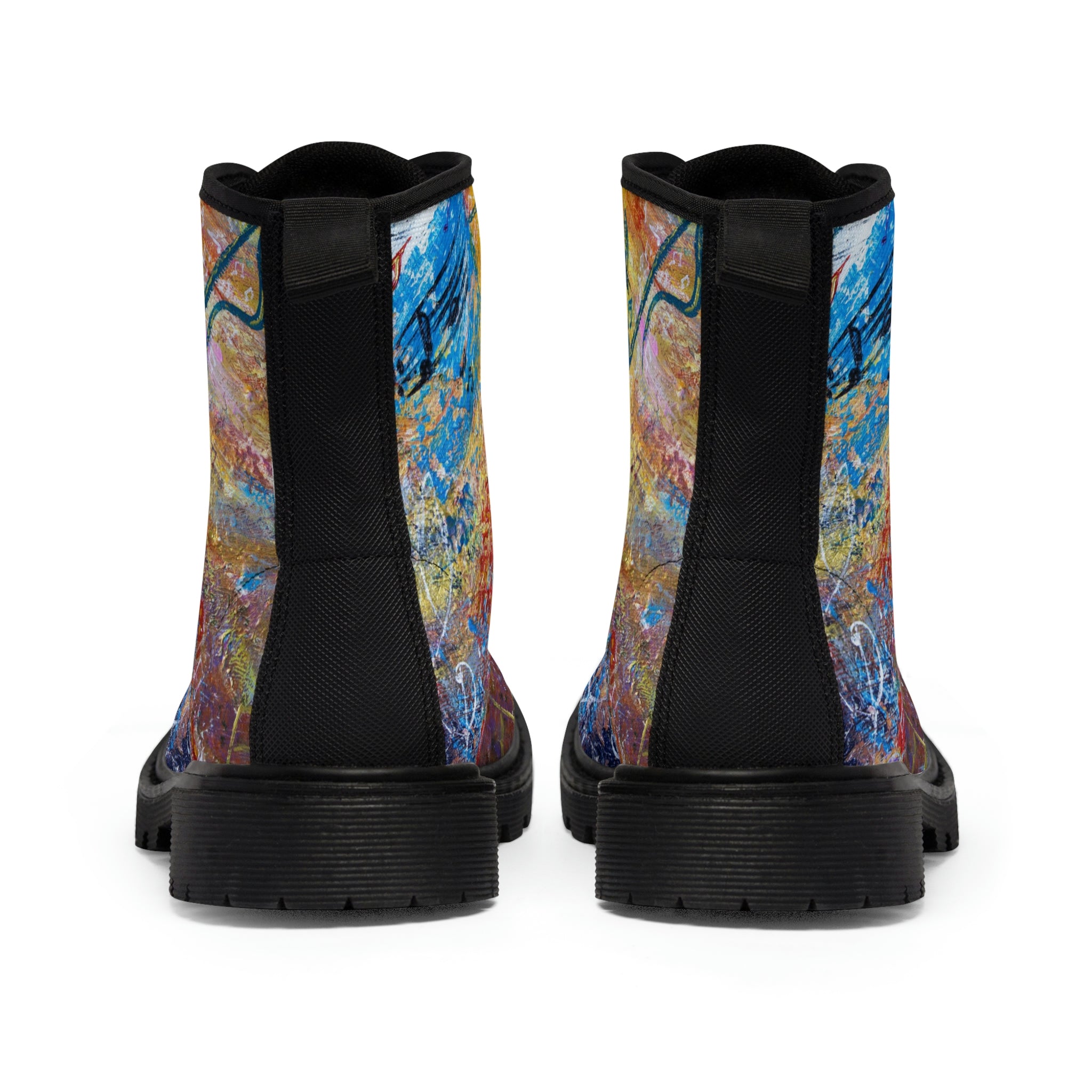 Women's Canvas Boots Womens Boots, Vegan Leather, Art On Shoes